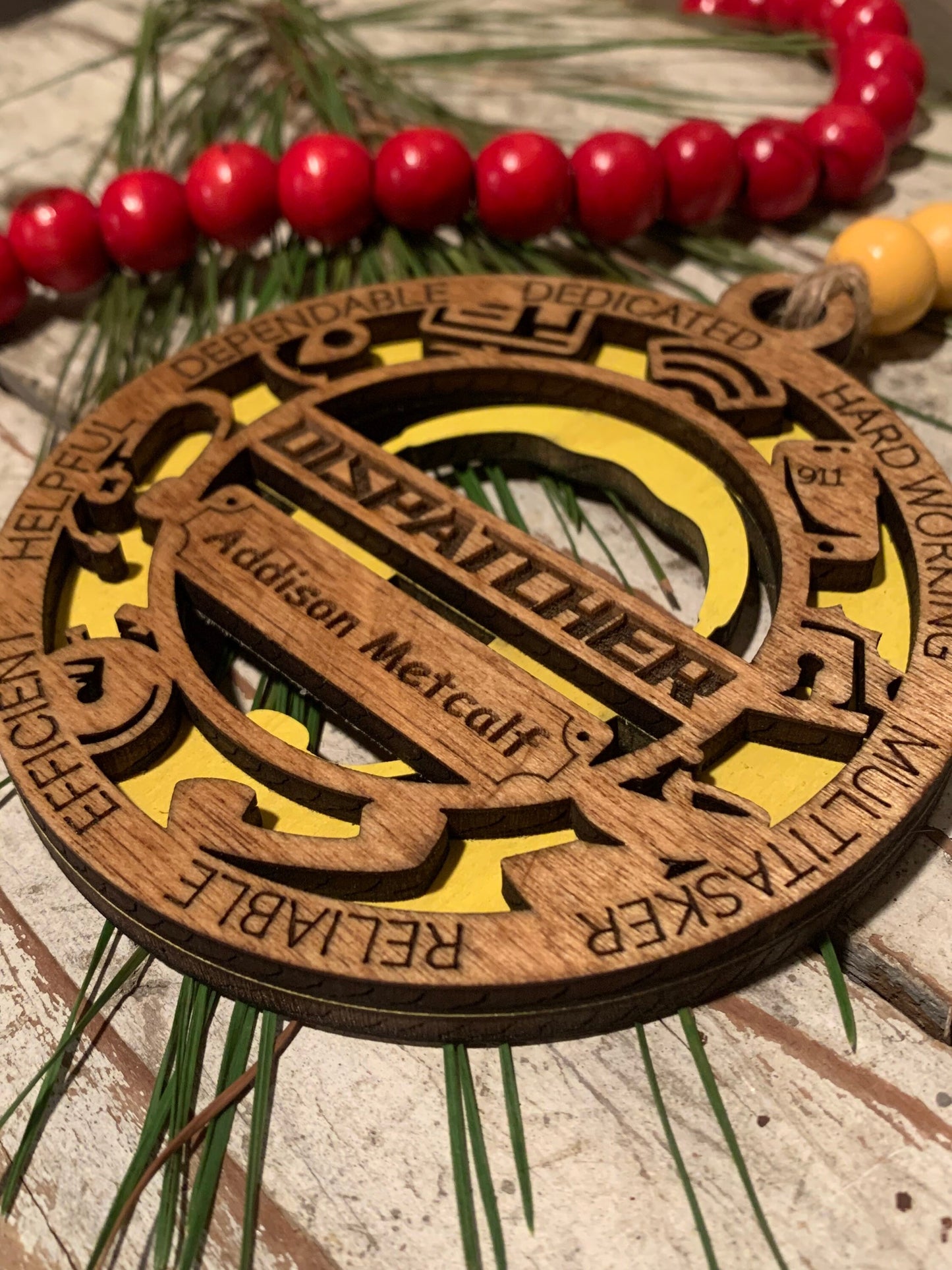 Personalized Dispatcher first responder Christmas keepsake Ornament