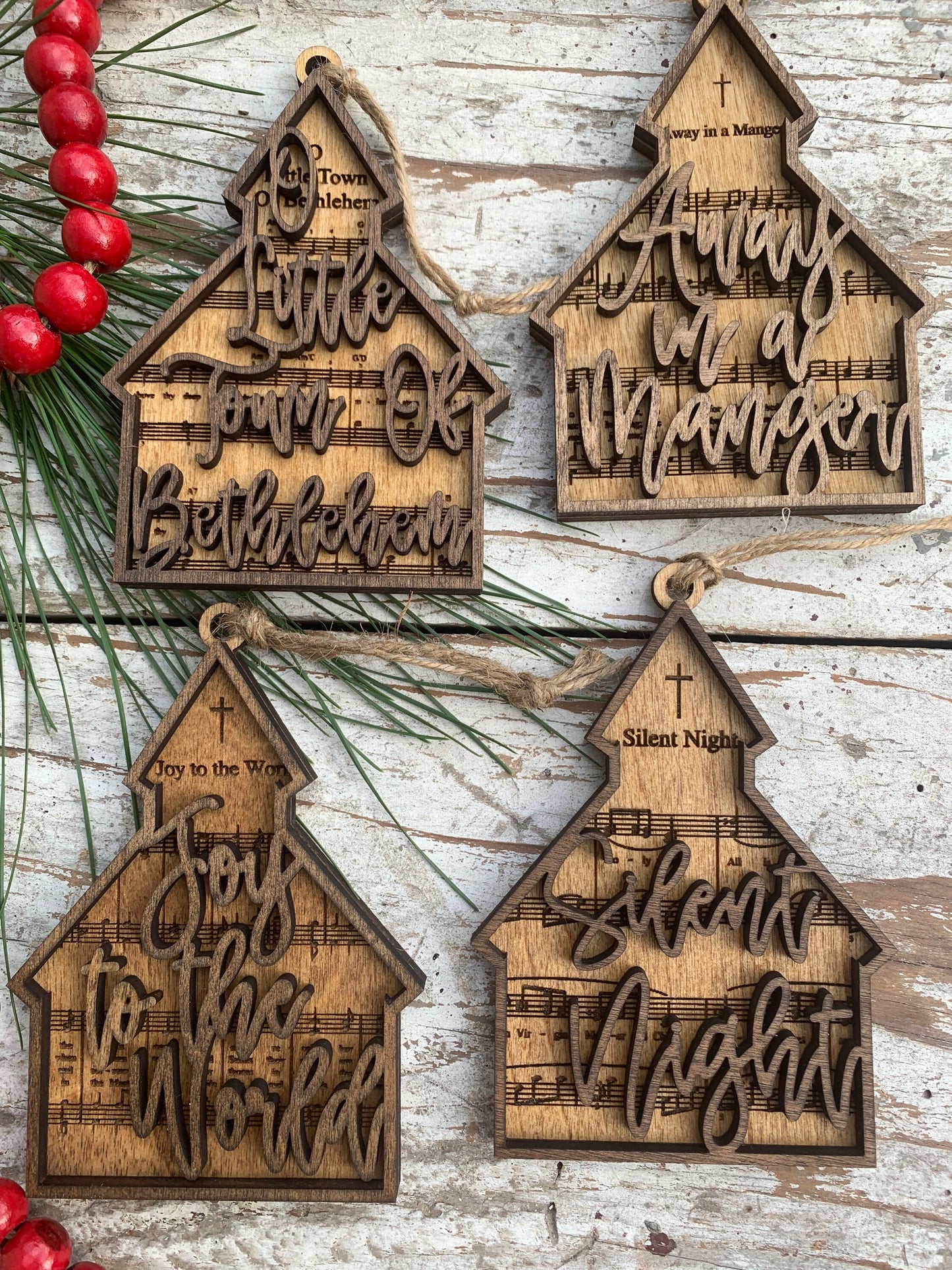 Church Hymns Christmas Tree Ornaments |Religious Songs | Gifts for Sunday School | Personalized Church Ornament | Silent Night | Hallelujah