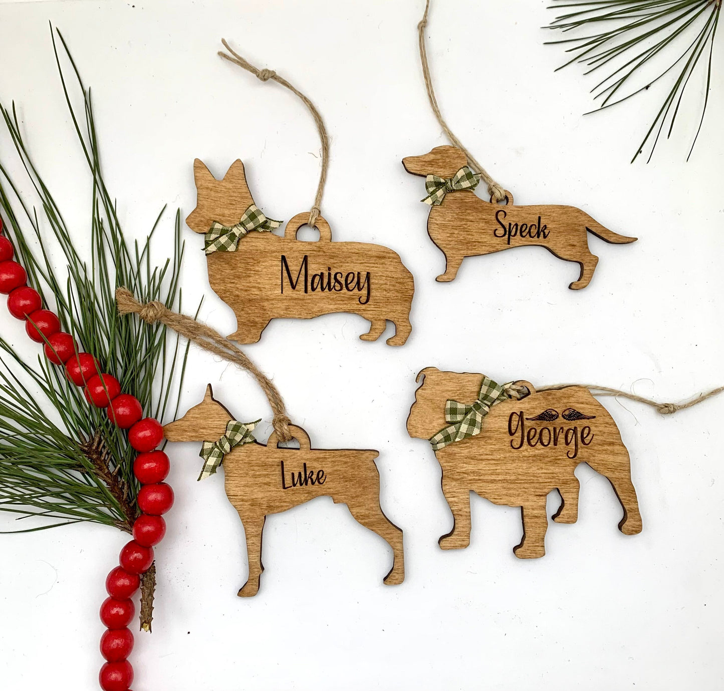 Personalized Corgi | Dachsund | Doberman | English Bulldog Dog Breed Christmas Tree Ornament | Dog Mom | Custom Dog Lover gift