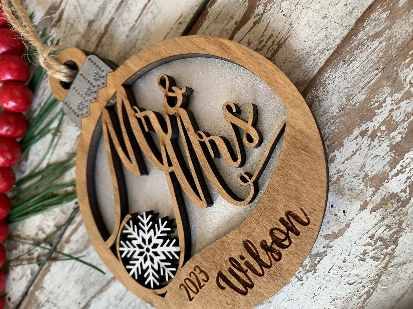 Personalized Our First Christmas Ornament | Mr. and Mrs. Ornament | Gift for Bride and Groom | Wedding Gift | Newlyweds Ornament