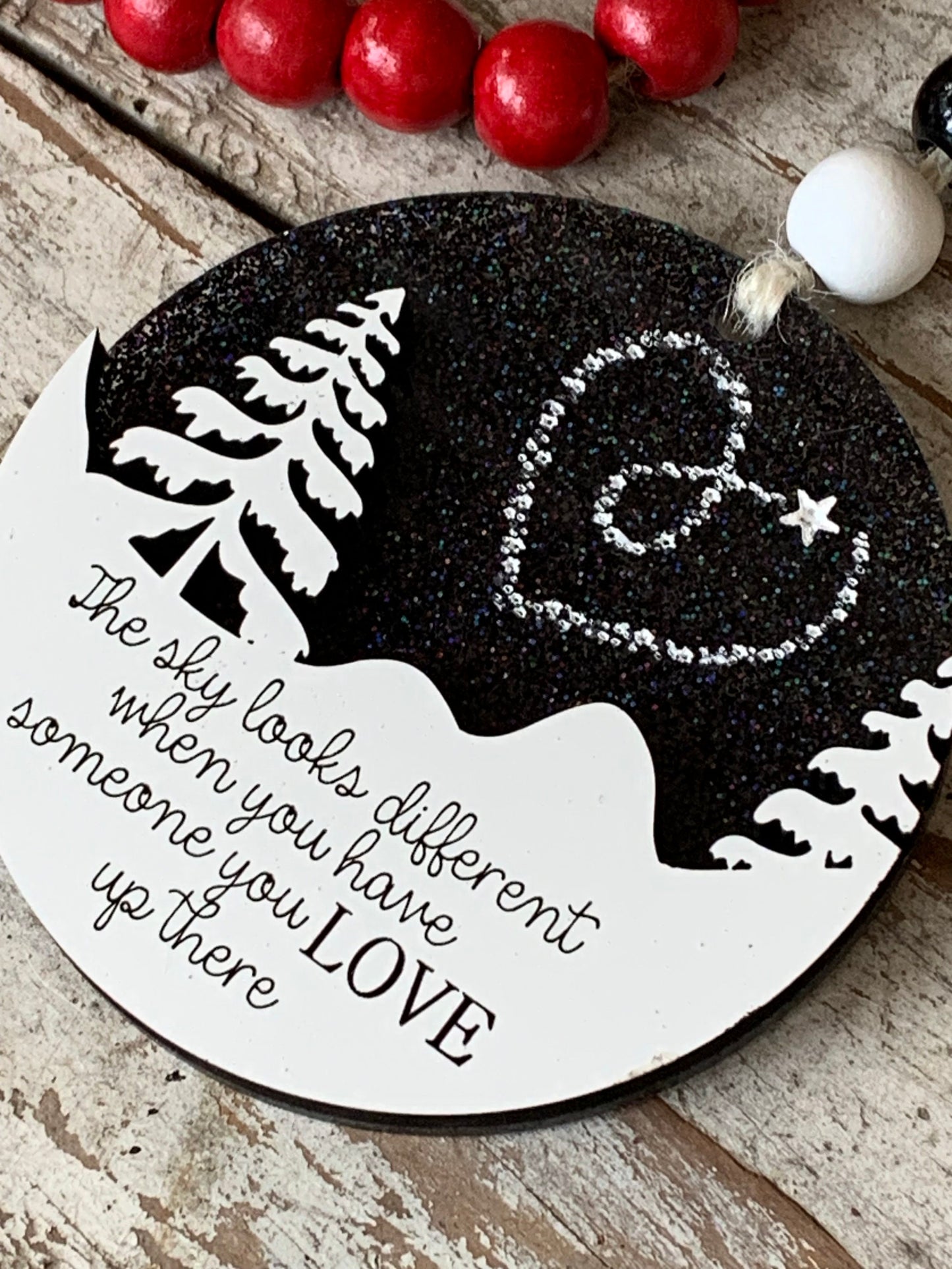 Loved One Memorial Christmas Tree Ornament | Remembrance Christmas ornament | The Sky Looks Different Up There | Heart in the Sky Ornament