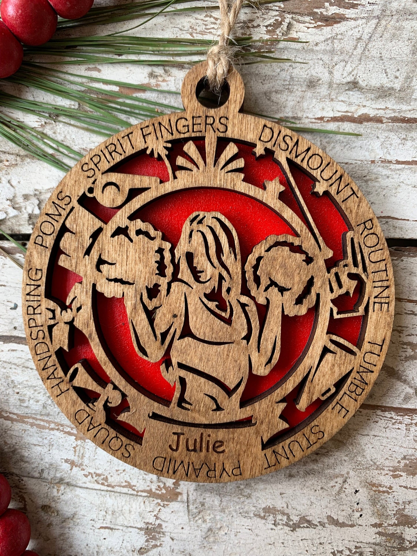 Personalized Cheerleader Christmas Tree Ornament | Gift for Varsity Cheerleading Team | Custom Cheerleader Ornament |