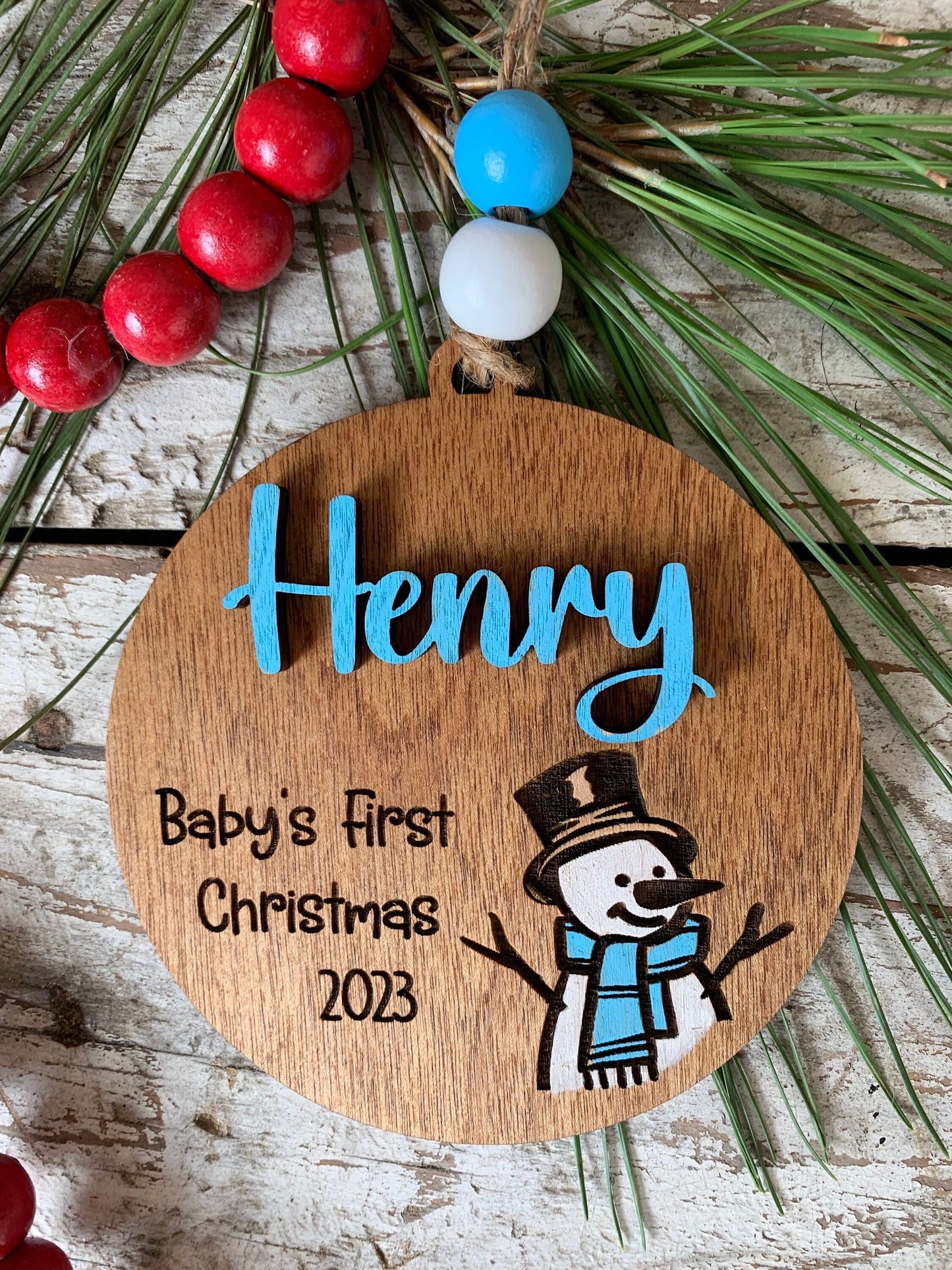 2026 Personalized Baby’s First Christmas Ornament with Snowman | New Baby Ornament | Newborn Keepsake | New Mom Gift | Babys First