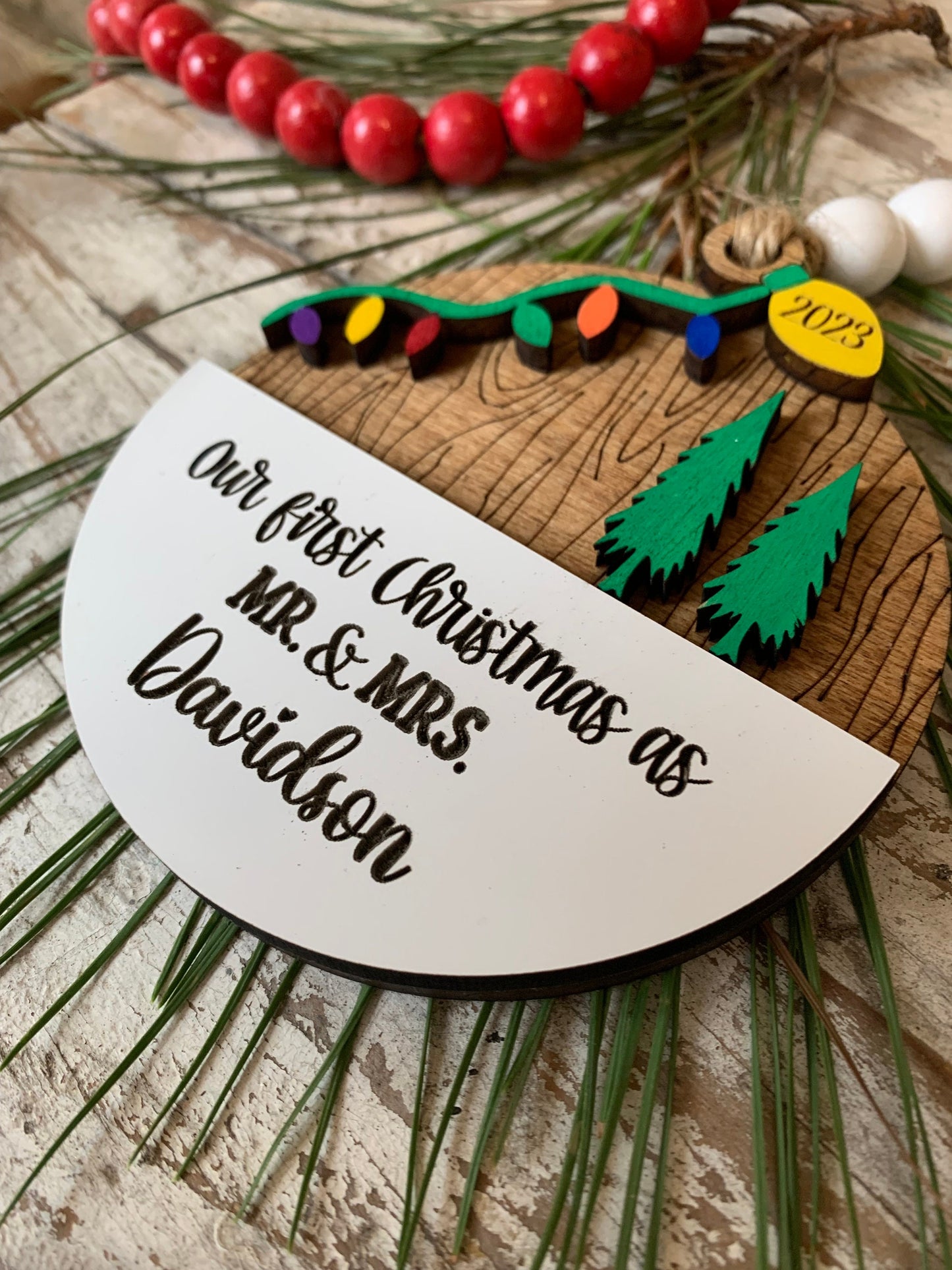 Personalized Our First Christmas as Mr. & Mrs. Ornament | 2026 Bride and Groom | Bridal Shower | Wedding Gift for Newlyweds | Trees