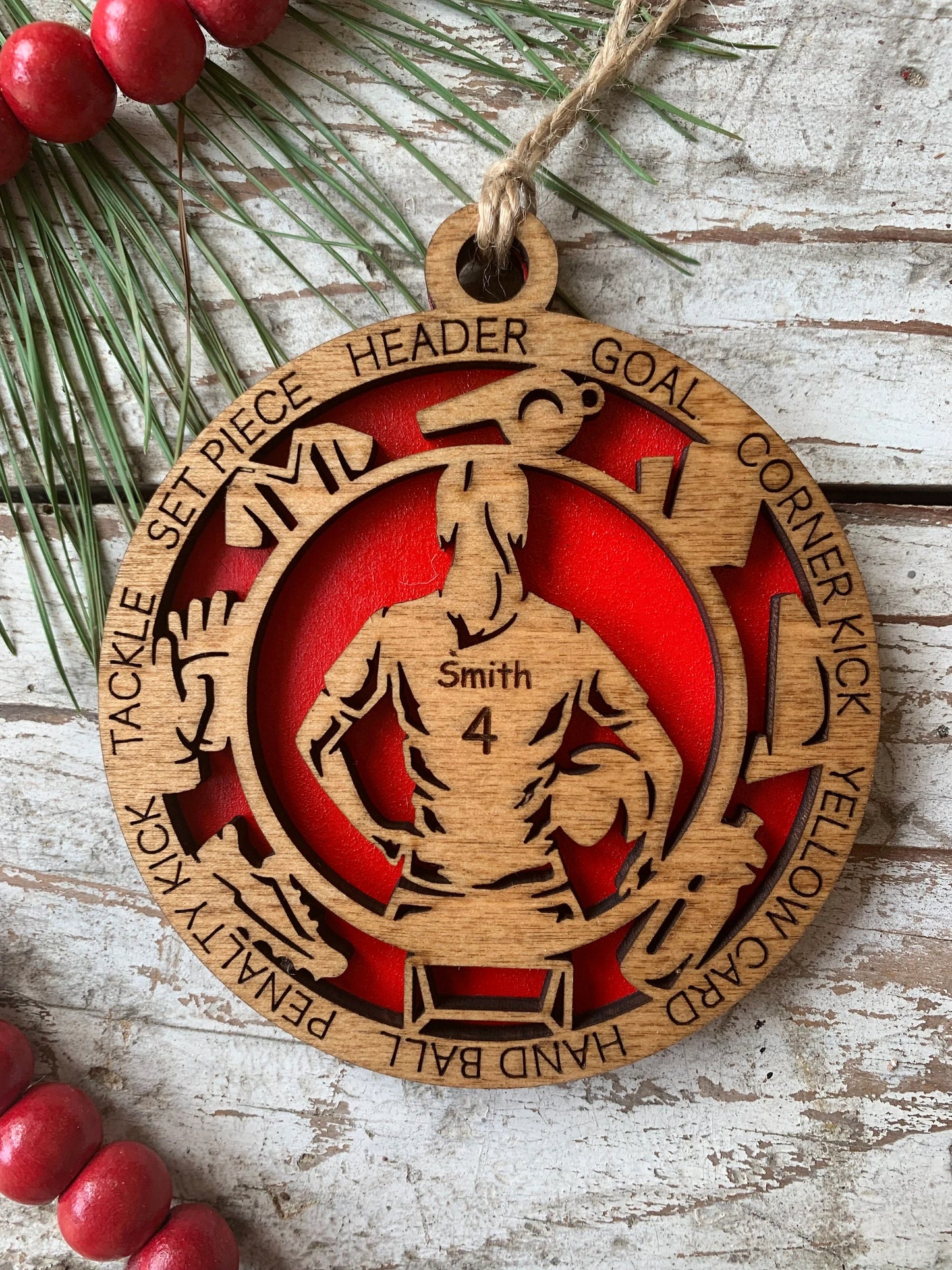 Personalized Soccer Christmas Tree Ornament | Gift for High School Soccer Team | Custom Boy or Girl Soccer Player Ornament | Soccer Gift