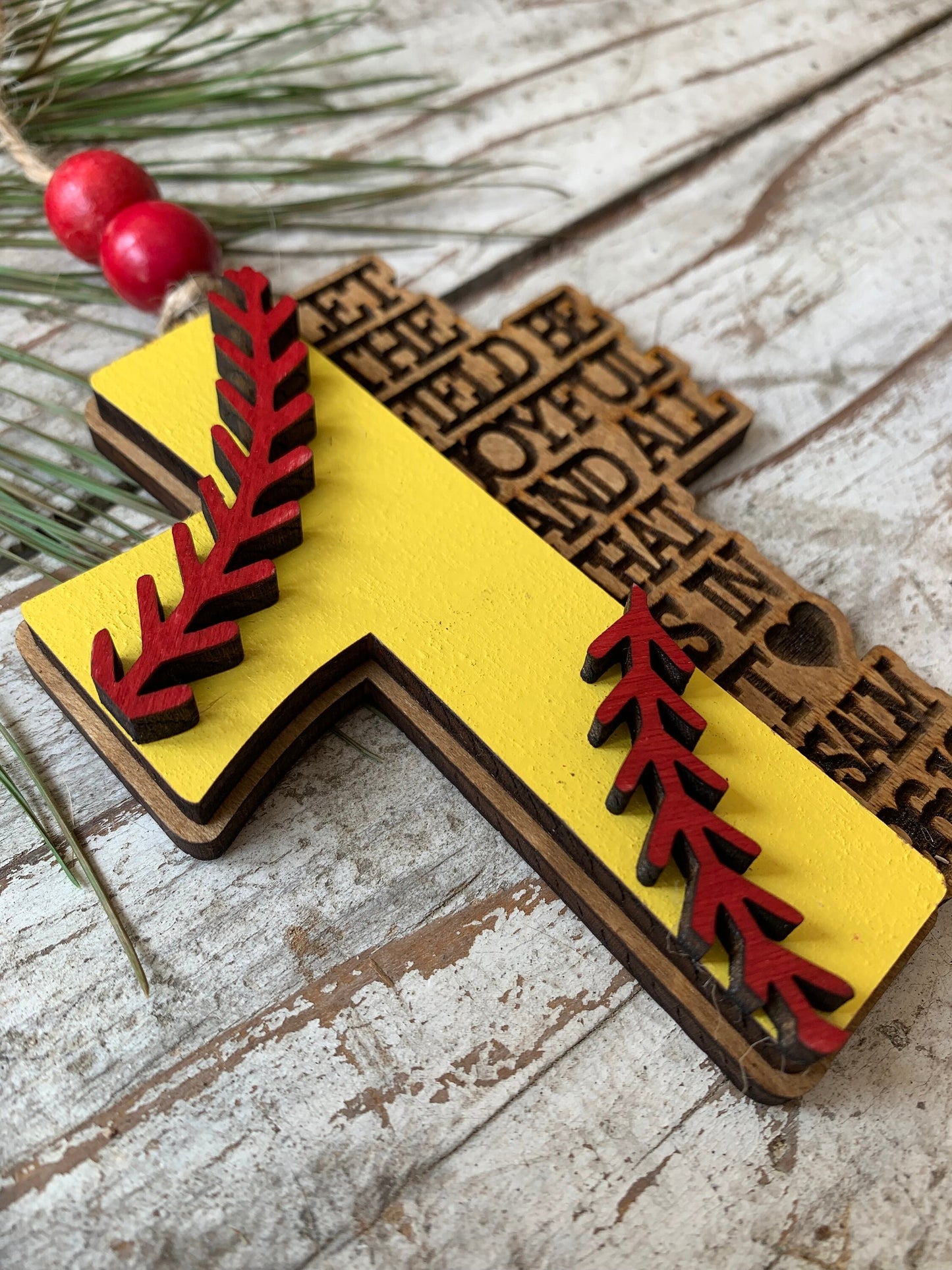Religious Softball Christmas Tree Ornament | Psalm 96:12 | Softball Cross | Gift for Softball Player | Christian Softball Ornament