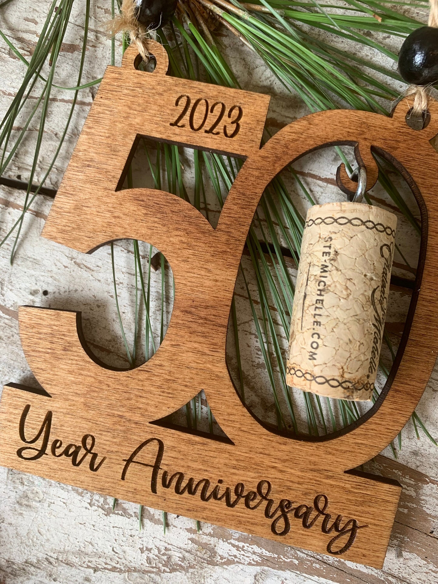 2025 50th Anniversary Wine Cork Keepsake Christmas Tree Ornament-cork not included | 50th Anniversary Gift | Fifty Year Anniversary | 50 yr