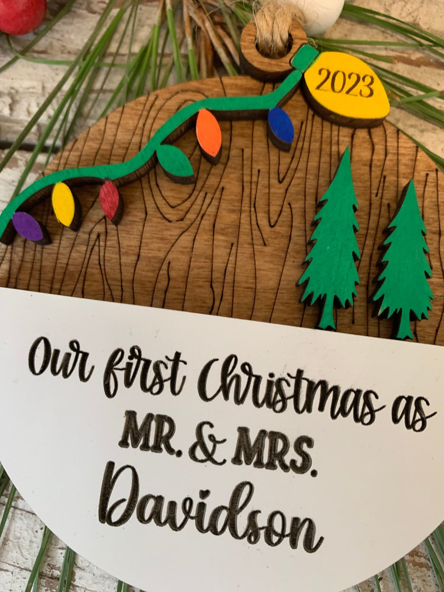 Personalized Our First Christmas as Mr. & Mrs. Ornament | 2025 Bride and Groom Ornament | Bridal Shower | Wedding Gift | Gift for Newlyweds