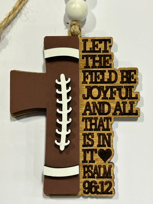Religious Football Christmas Tree Ornament | Psalm 96:12 | Football Cross | Gift for Football Player | Christian Football Ornament
