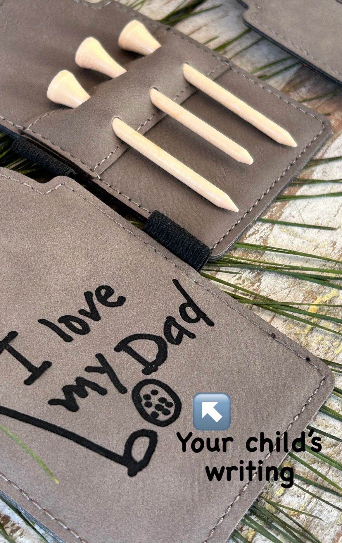 Dad / Daddy Golf Tee Holder Personalized Using Child Handwriting | Golfer Fathers Day Gift from Son or Daughter | Gift for Golfing Grandpa