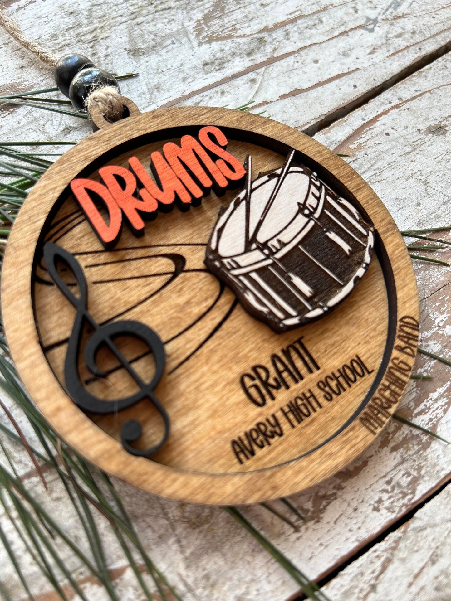 Personalized Drums Marching Band Christmas Tree Ornament | Quints | Bassline | Snare Drum Custom Band Gift | Gift for Band Director