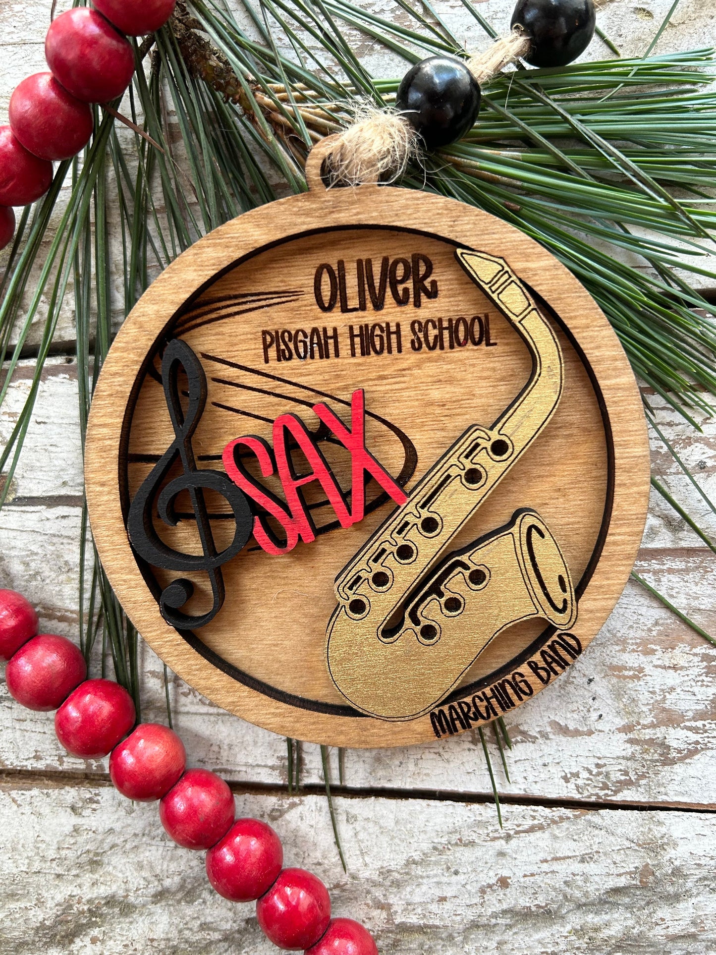 Personalized Saxophone Marching Band Christmas Tree Ornament | Brass Music Instrument Ornament | Custom Sax Gift | Gift for Band Director