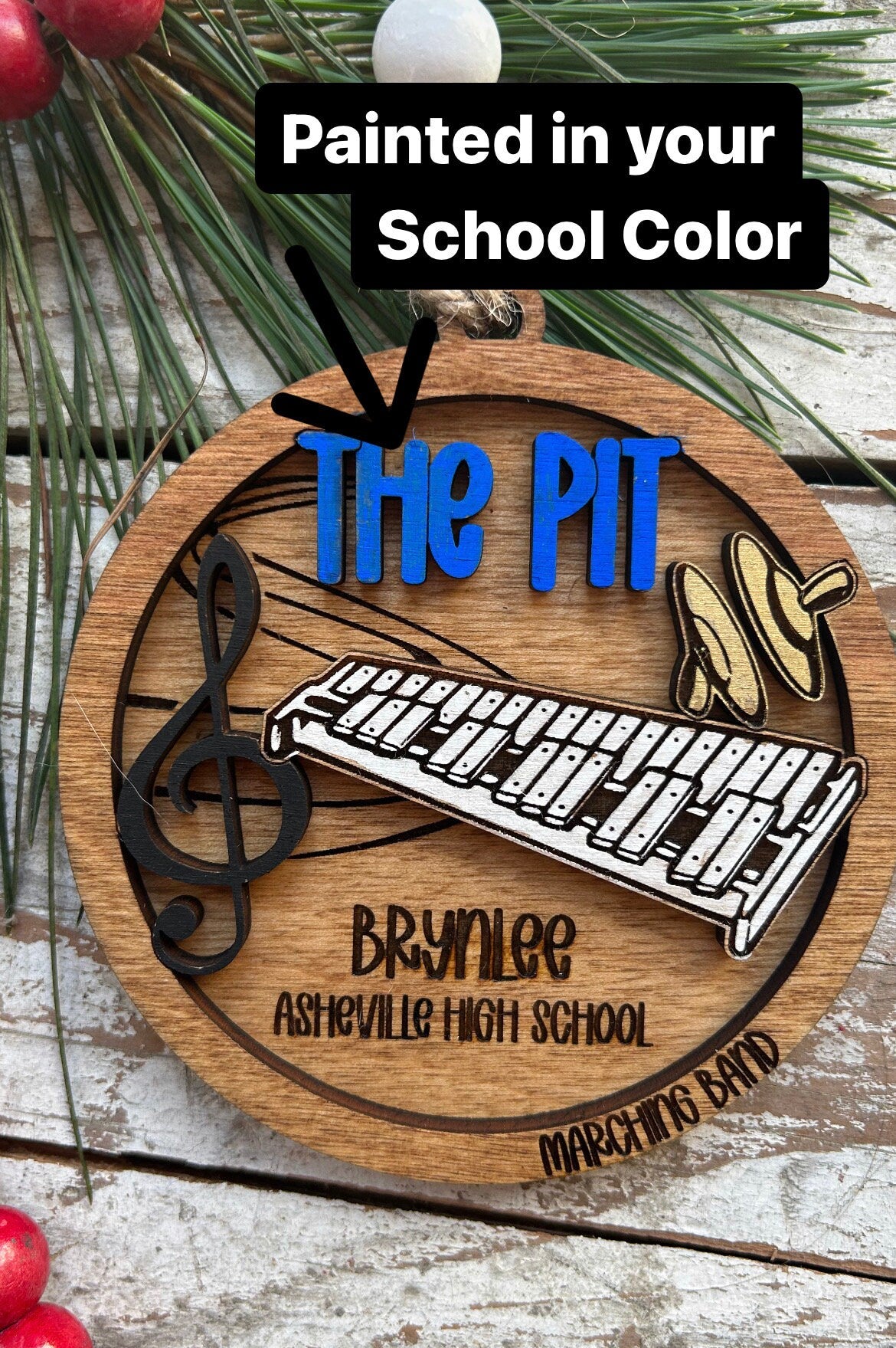 Personalized Pit Marching Band Christmas Tree Ornament | Percussion Xylophone | Triangle | The Pit Custom Band Gift | Gift for Band Director