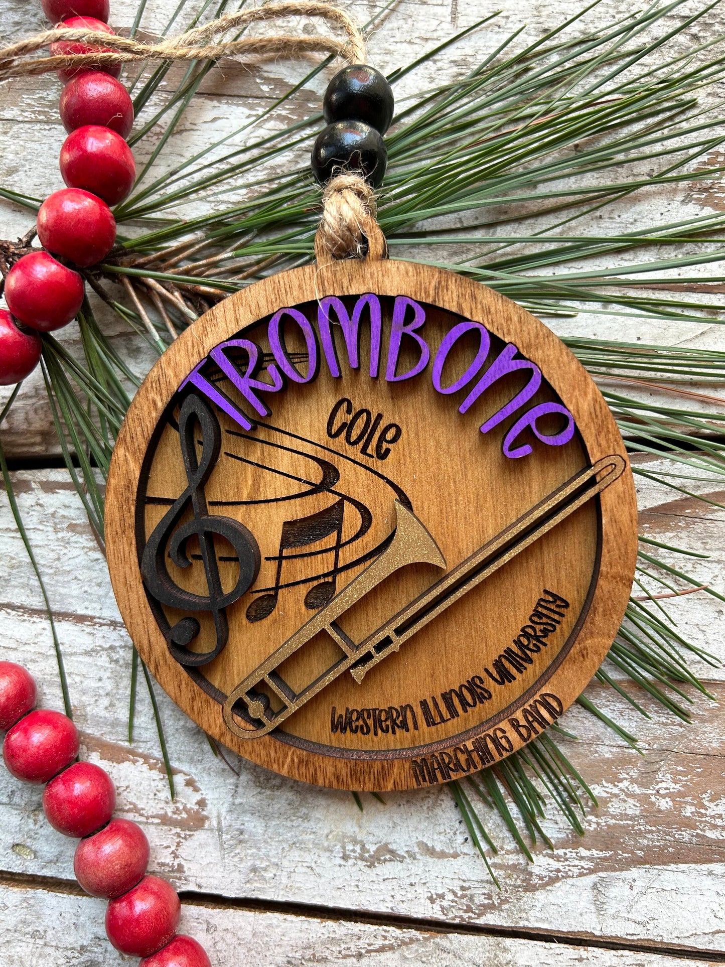 Personalized Trombone Marching Band Christmas Tree Ornament | Brass Music Instrument Ornament | Custom Band Gift | Gift for Band Director