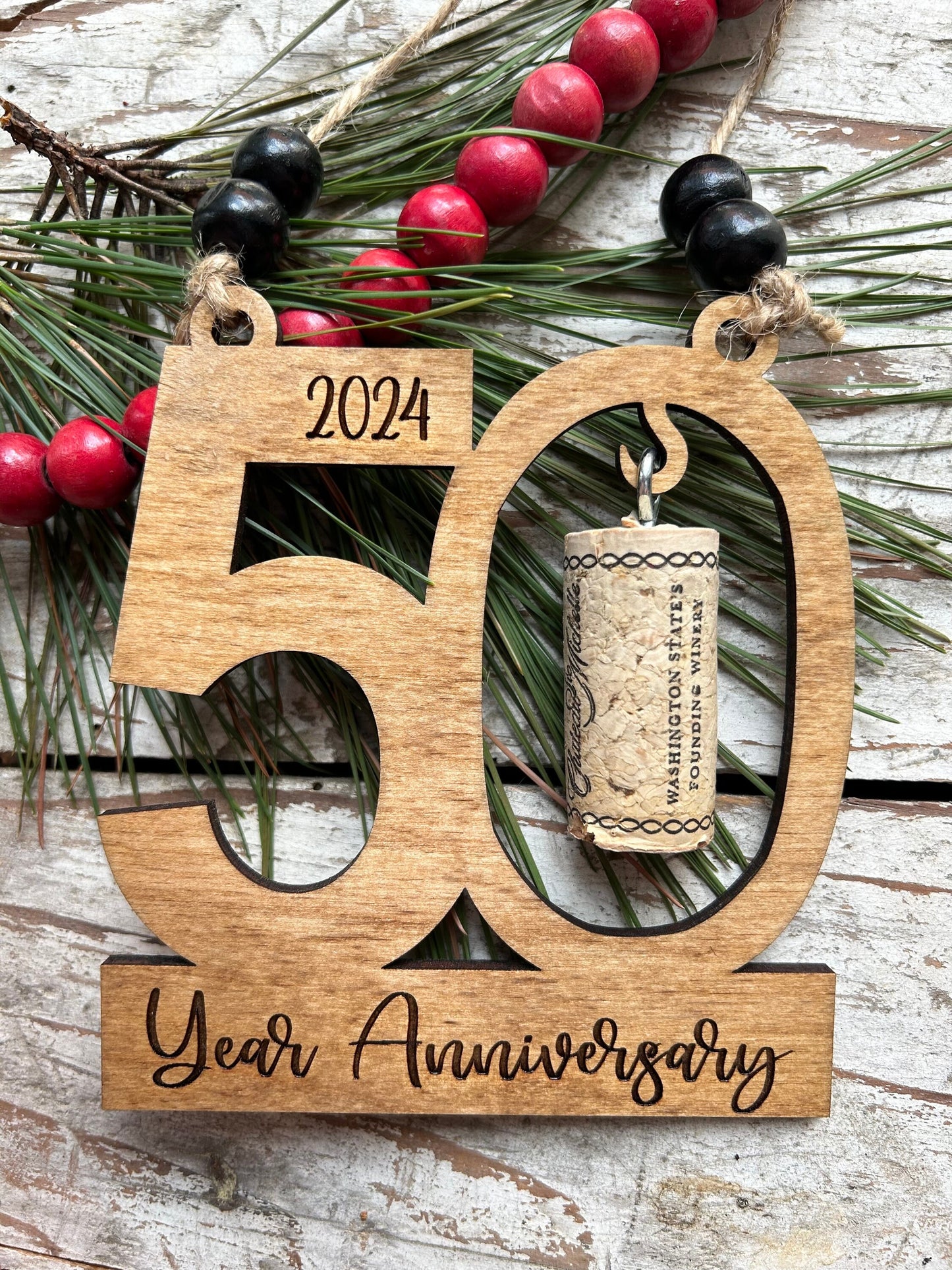 2026 50th Anniversary Wine Cork Keepsake Christmas Tree Ornament-cork not included | 50th Anniversary Gift | Fifty Year Anniversary | 50 yr