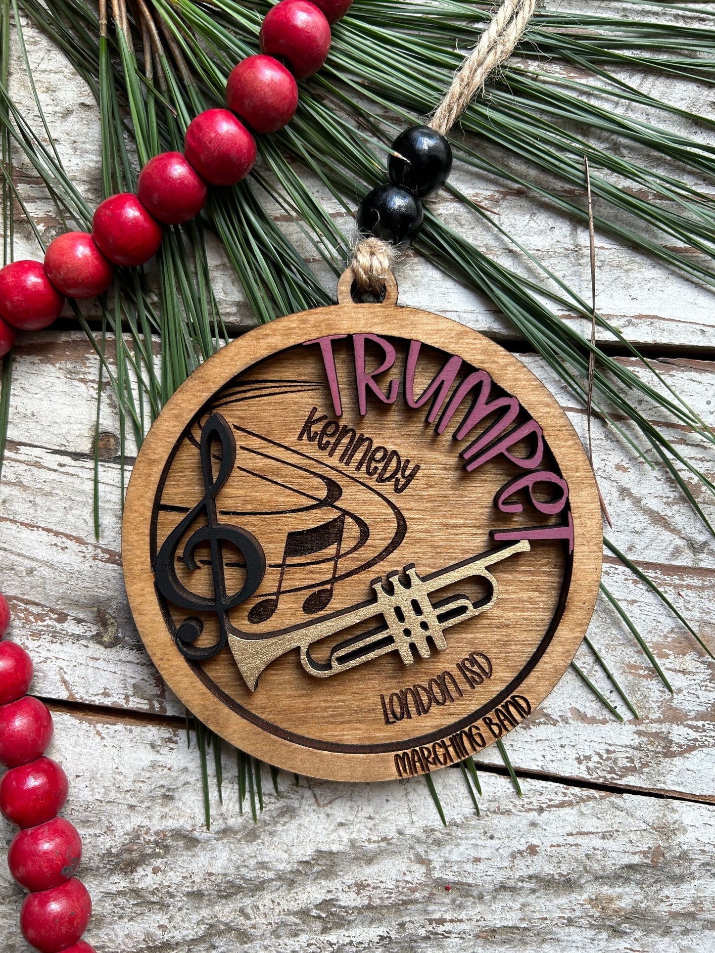 Personalized Trumpet Marching Band Christmas Tree Ornament | Brass Music Instrument Ornament | Custom Band Gift | Gift for Band Director