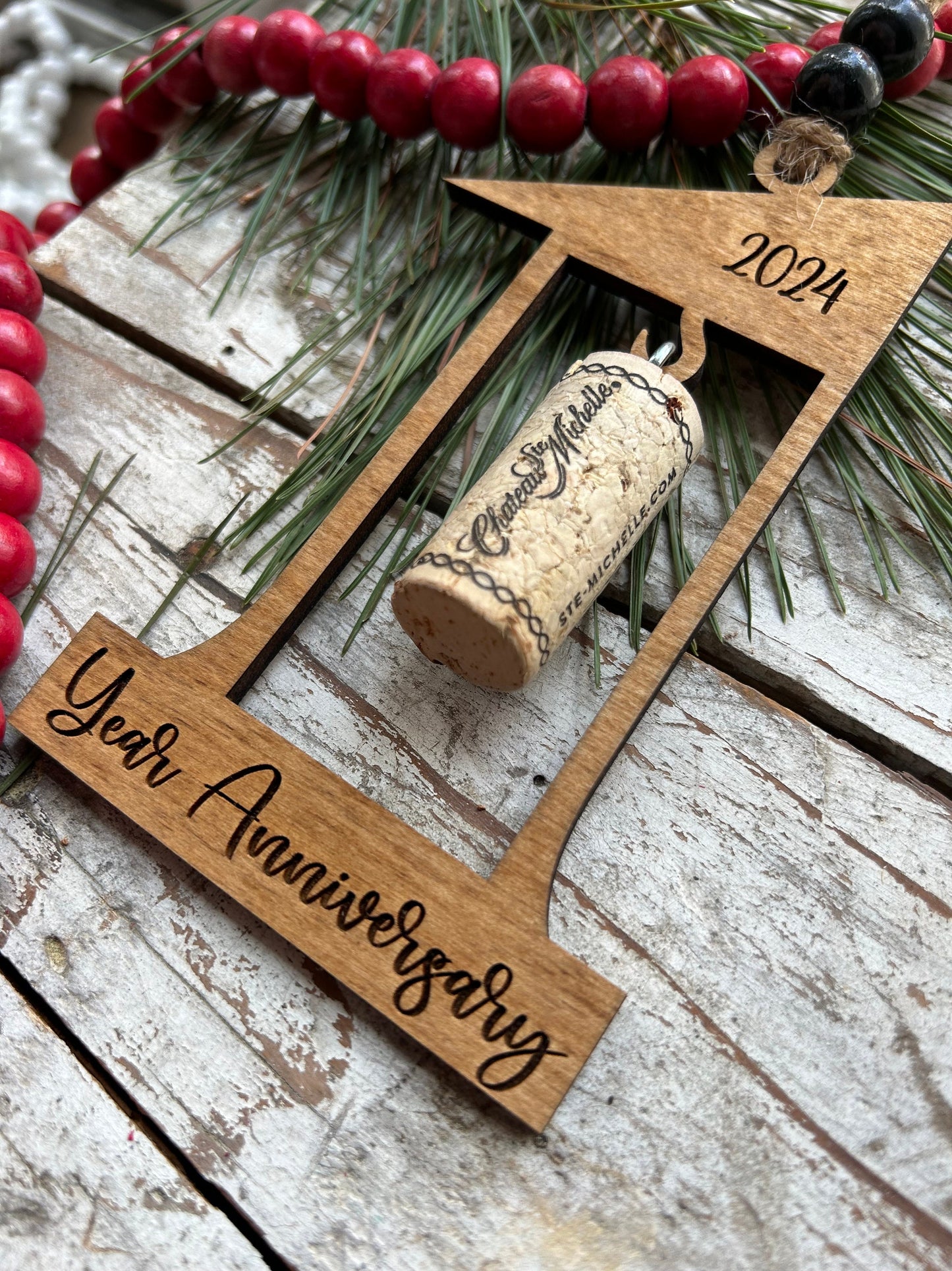2026 1st Wedding Anniversary Wine Cork Keepsake Christmas Tree Ornament- Cork not included | First Anniversary Gift | Gift for Newlyweds