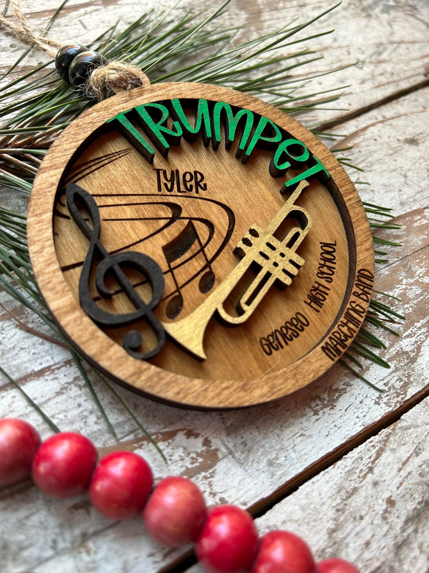 Personalized Trumpet Marching Band Christmas Tree Ornament | Brass Music Instrument Ornament | Custom Band Gift | Gift for Band Director