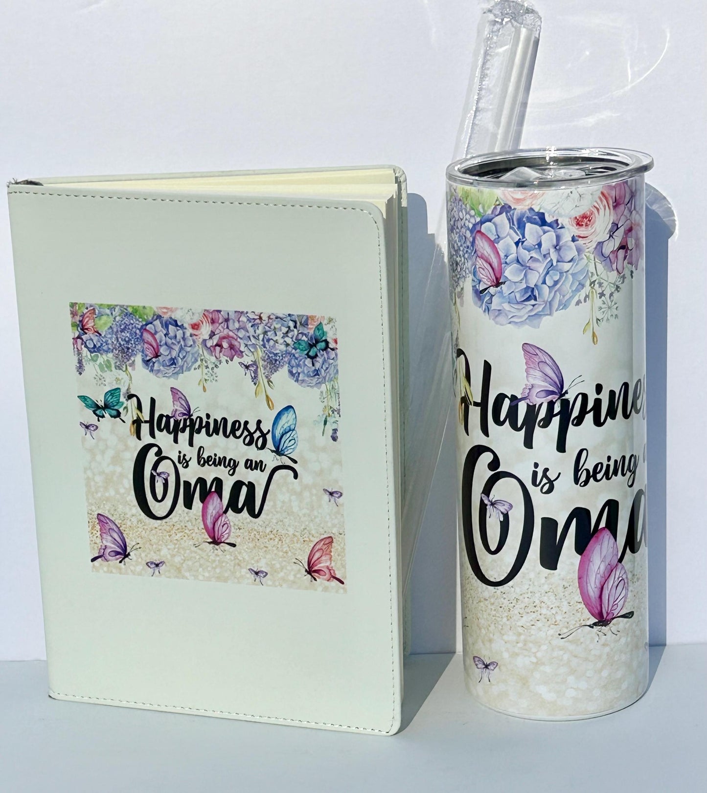 Oma Tumbler and Journal Set | Gift for Grandma from Grandkids | Mothers Day Gift for Grandmother | Water Bottle and Notebook Present for Oma