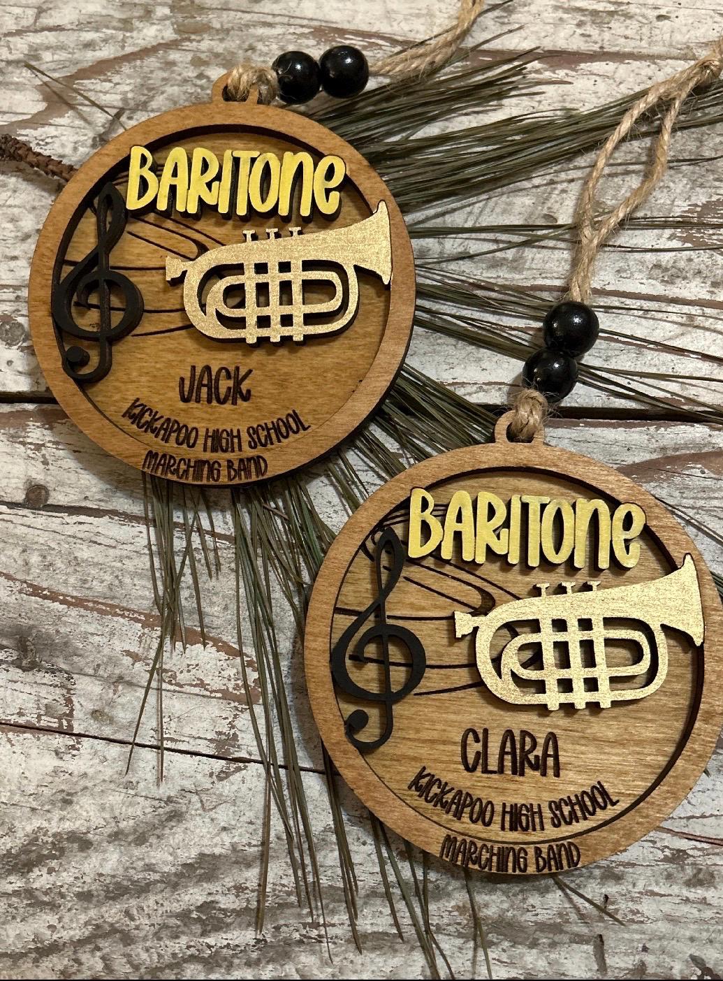 Personalized Baritone Marching Band Christmas Tree Ornament | Brass Music Instrument Ornament | Custom Band Gift | Gift for Band Director