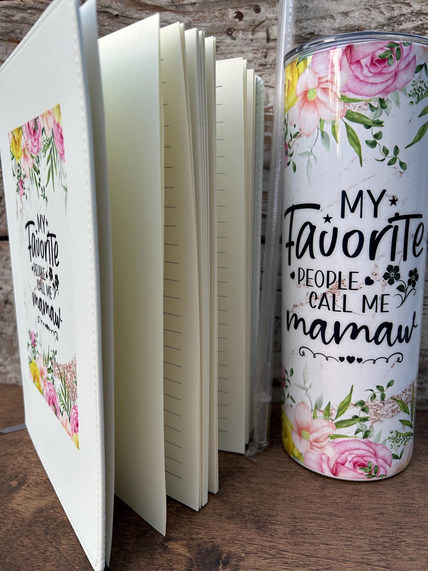 Mamaw Tumbler and Journal Set | Gift for Grandma | Mothers Day Gift for Grandmother | Water Bottle and Notebook Present for Mamaw