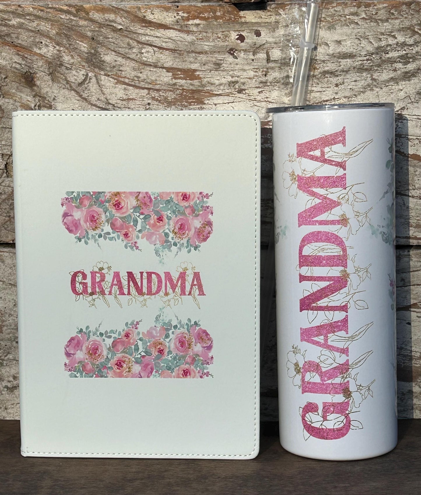 Grandma Tumbler and Journal Set | Gift from Grandkids | Mothers Day Gift for Grandmother | Water Bottle and Notebook Present for Grandma