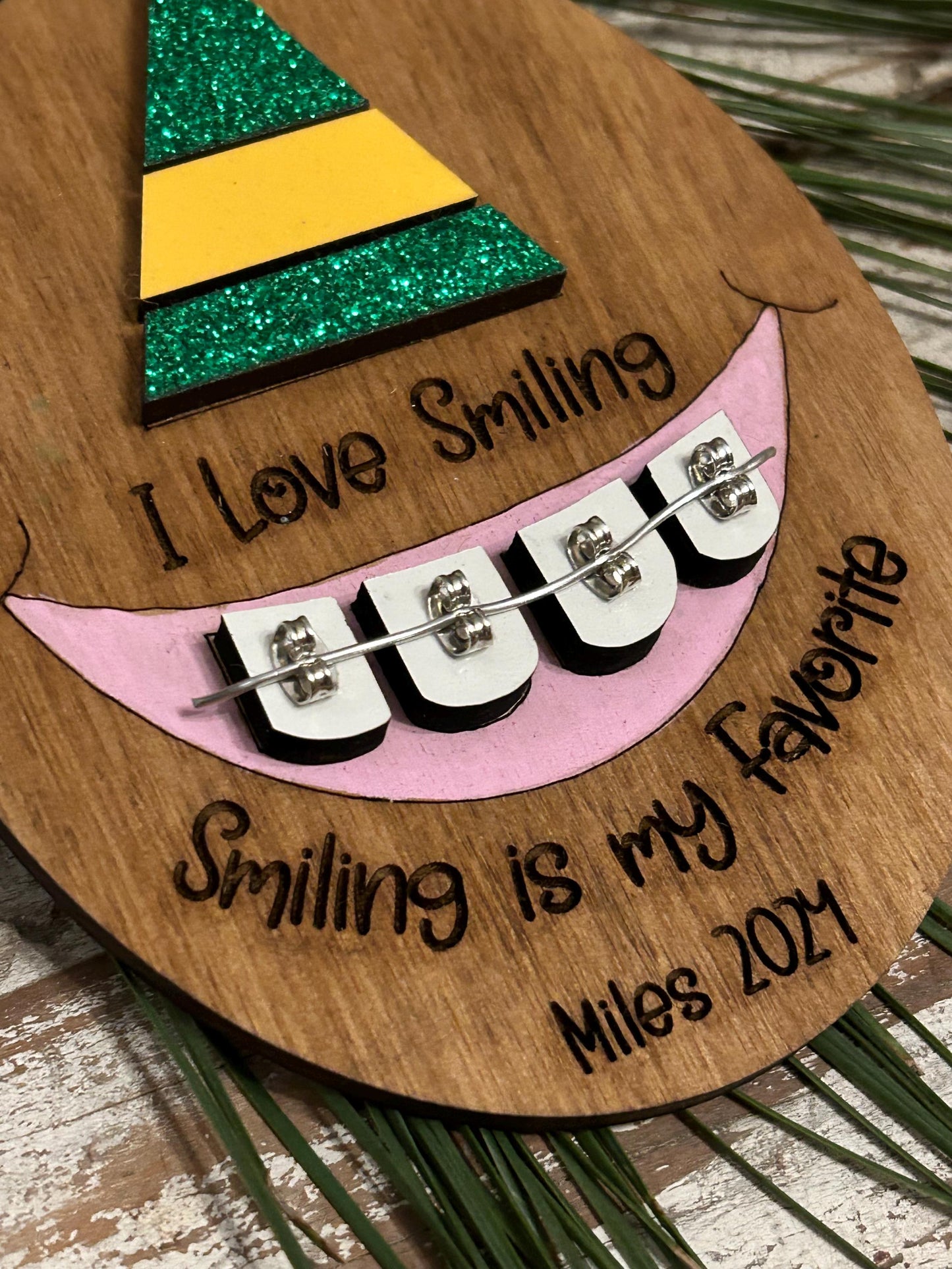 Personalized Braces Christmas Tree Ornament | Smiling is My Favorite | Brace Face | Orthodontist | Tin is In | Metal Mouth | Perfect Smile