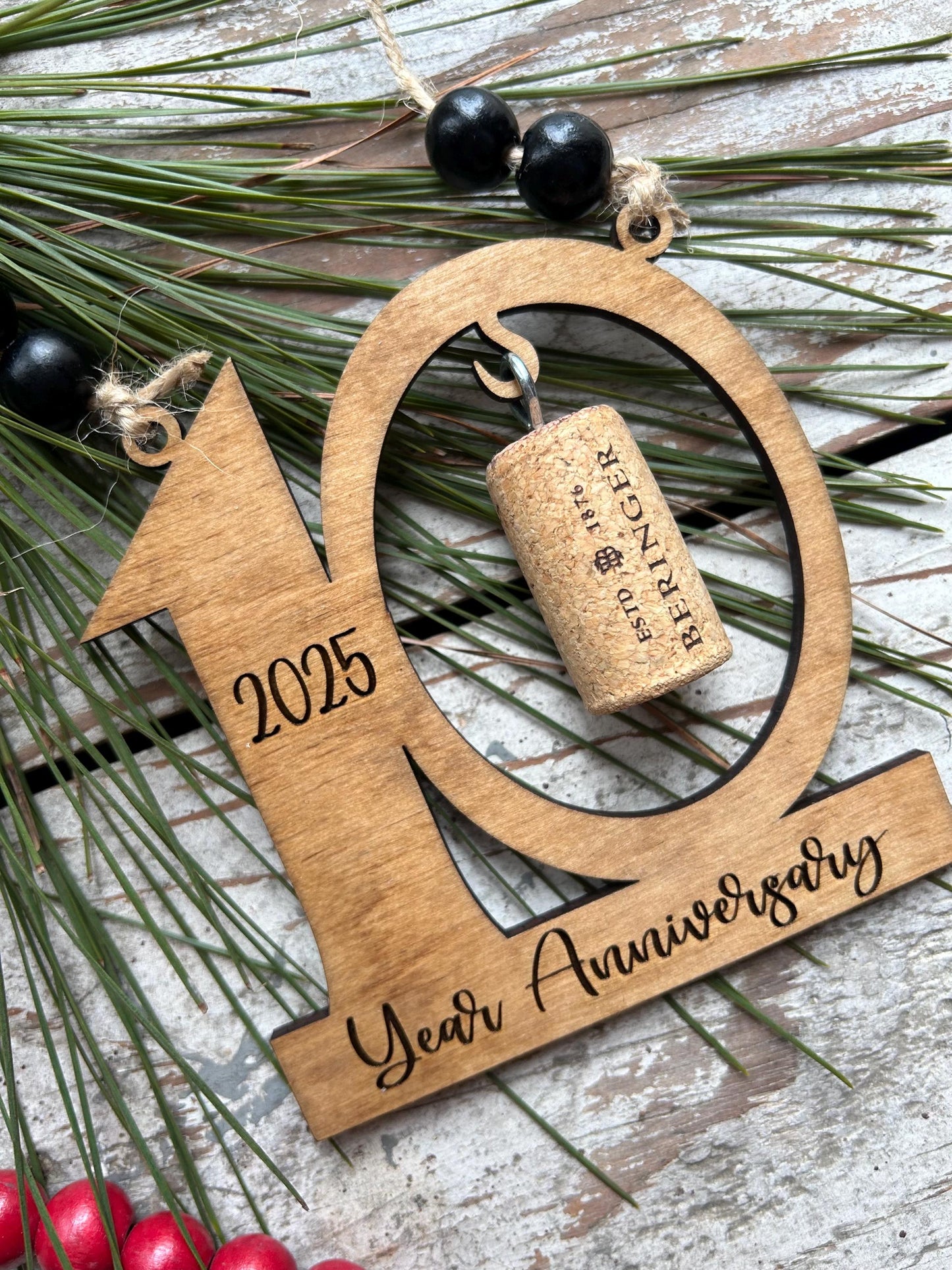 2026 10th Anniversary Wine Cork Keepsake Christmas Tree Ornament- Cork not included | Ten Year Anniversary | 10th Anniversary Gift | 10 yr