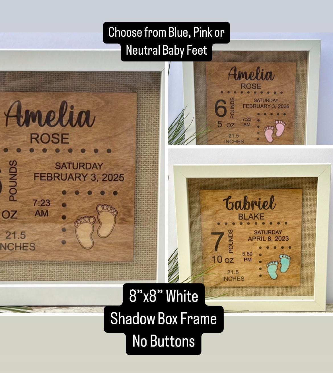 Personalized Newborn Baby Birth Stats Sign | Newborn Name Announcement | Nursery Name Sign | Baby Shower Gift | Baby Arrival Keepsake
