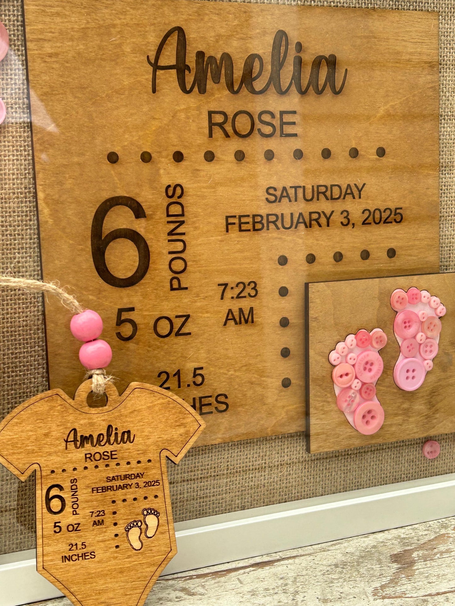 Personalized Newborn Baby Birth Stats Sign | Newborn Name Announcement | Nursery Name Sign | Baby Shower Gift | Baby Arrival Keepsake