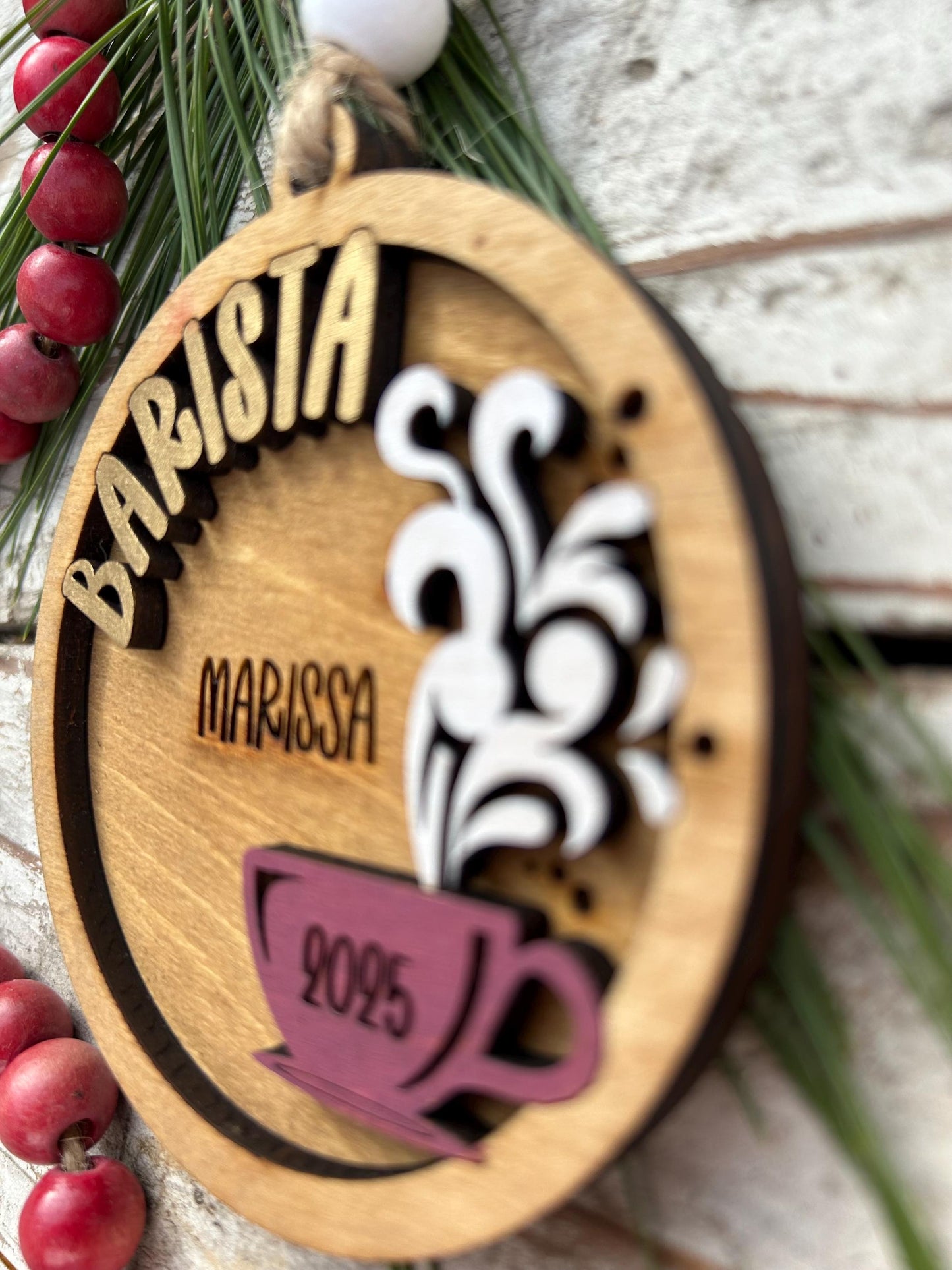 Personalized Barista Christmas Tree Ornament | Coffee Shop Thank You Gift | Best Latte Espresso Maker | First Christmas as a Barista