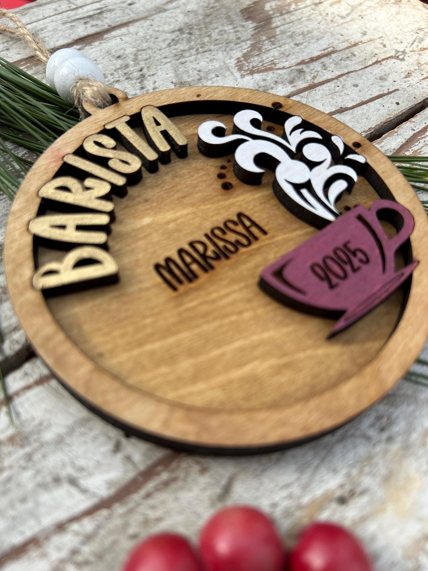 Personalized Barista Christmas Tree Ornament | Coffee Shop Thank You Gift | Best Latte Espresso Maker | First Christmas as a Barista