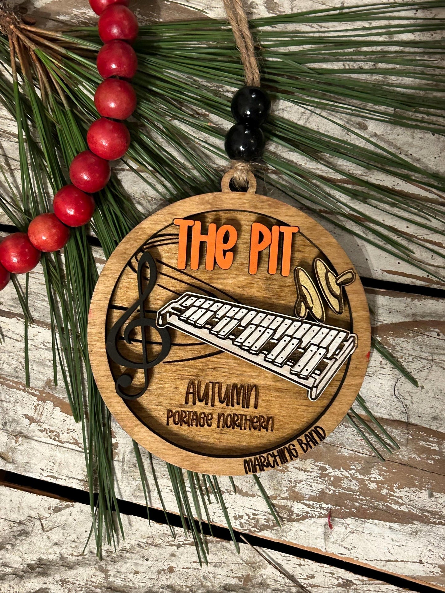 Personalized Pit Marching Band Christmas Tree Ornament | Percussion Xylophone | Triangle | The Pit Custom Band Gift | Gift for Band Director