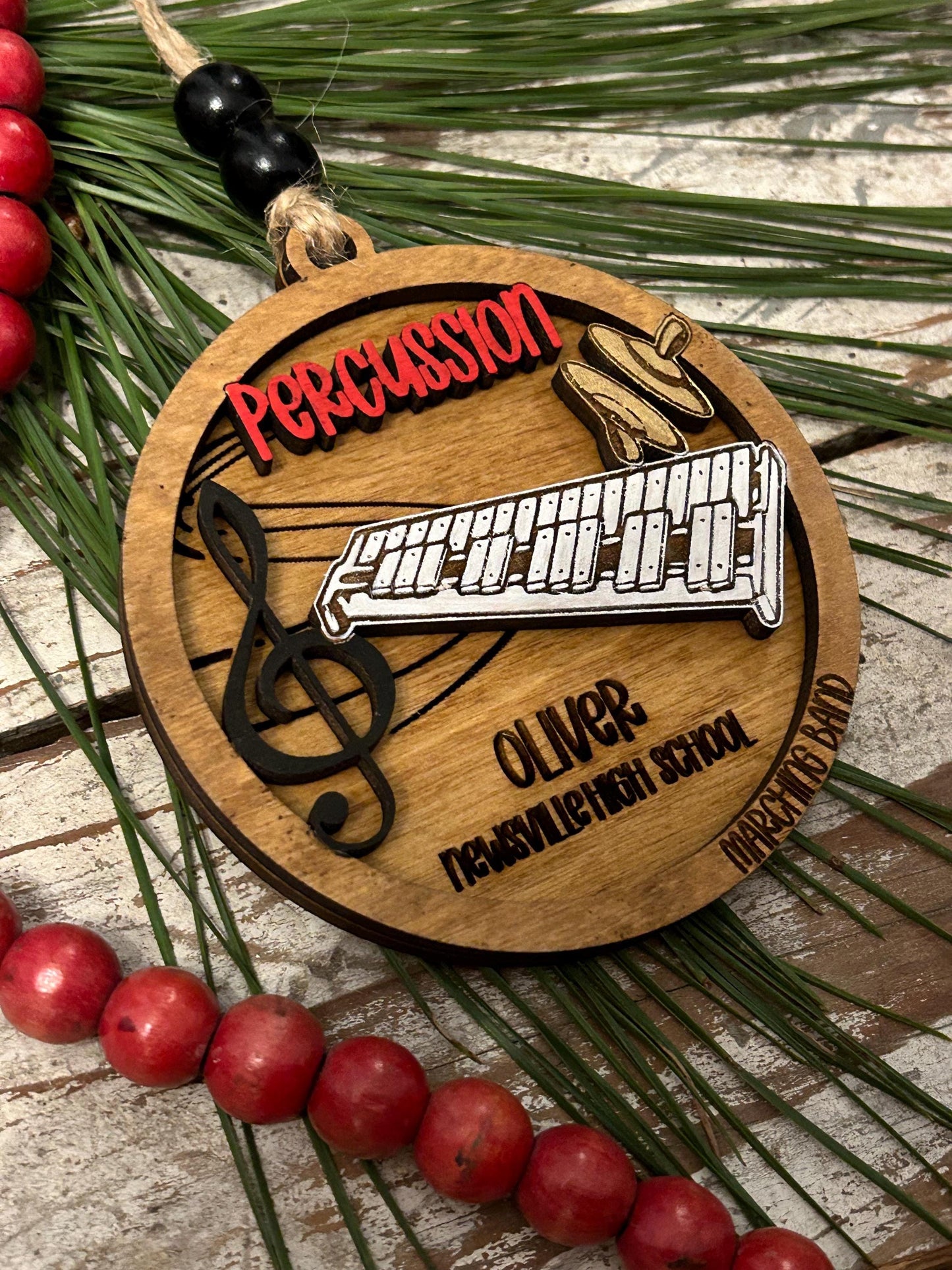 Personalized Percussion Marching Band Christmas Tree Ornament | Xylophone | Triangle | The Pit Custom Band Gift | Gift for Band Director