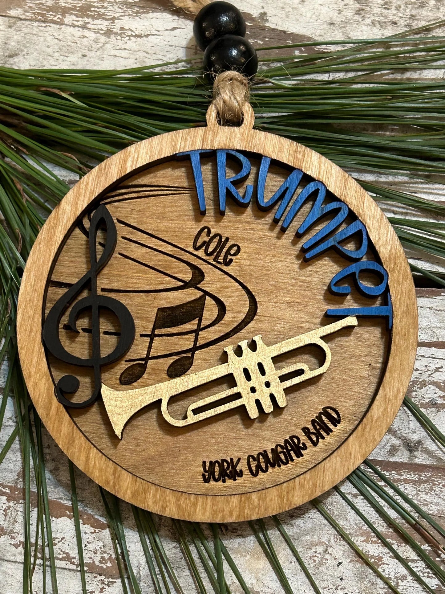 Personalized Trumpet Marching Band Christmas Tree Ornament | Brass Music Instrument Ornament | Custom Band Gift | Gift for Band Director