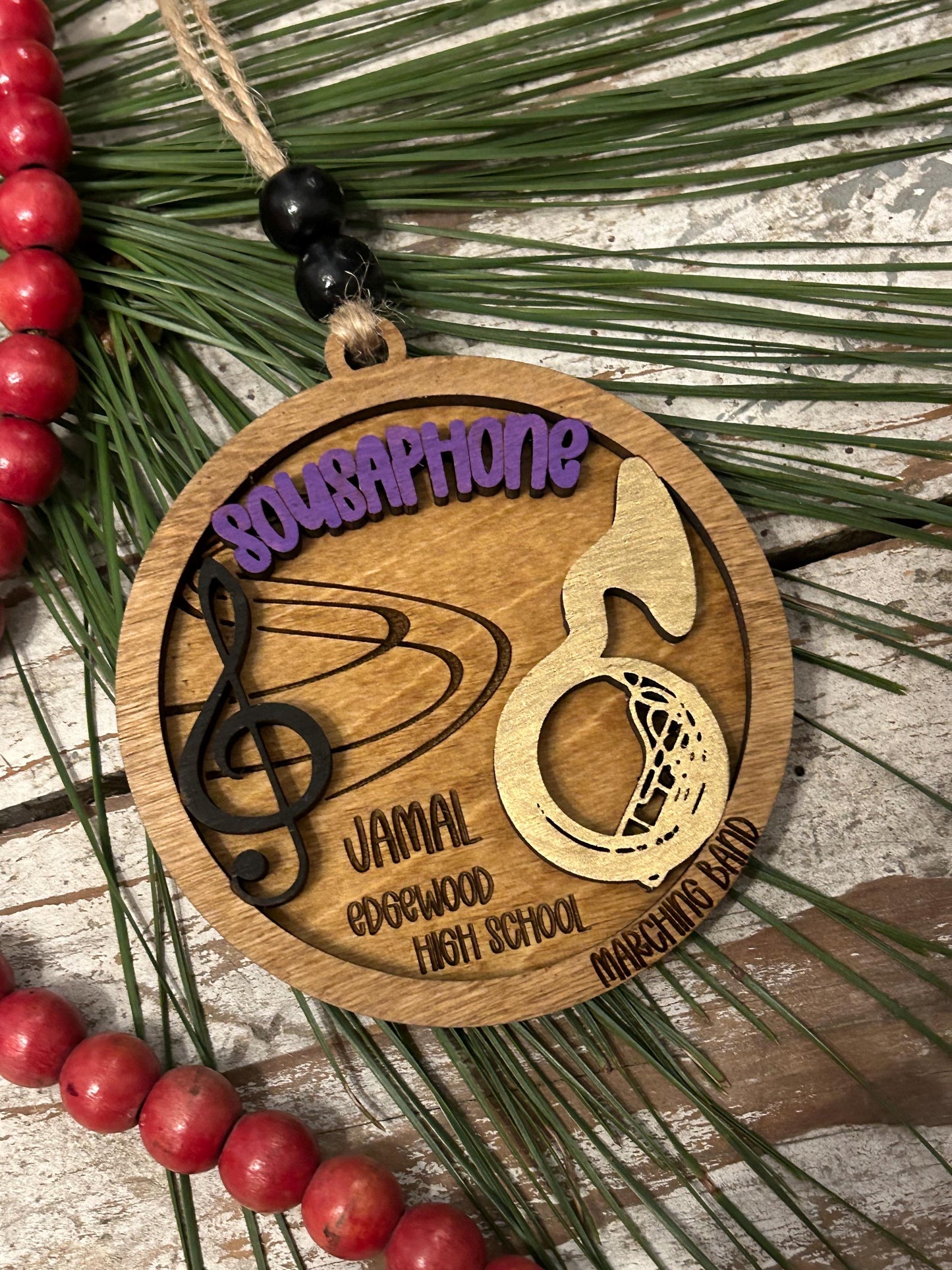 Personalized Sousaphone Marching Band Christmas Tree Ornament | Brass Music Instrument Ornament | Custom Band Gift | Tuba Player |