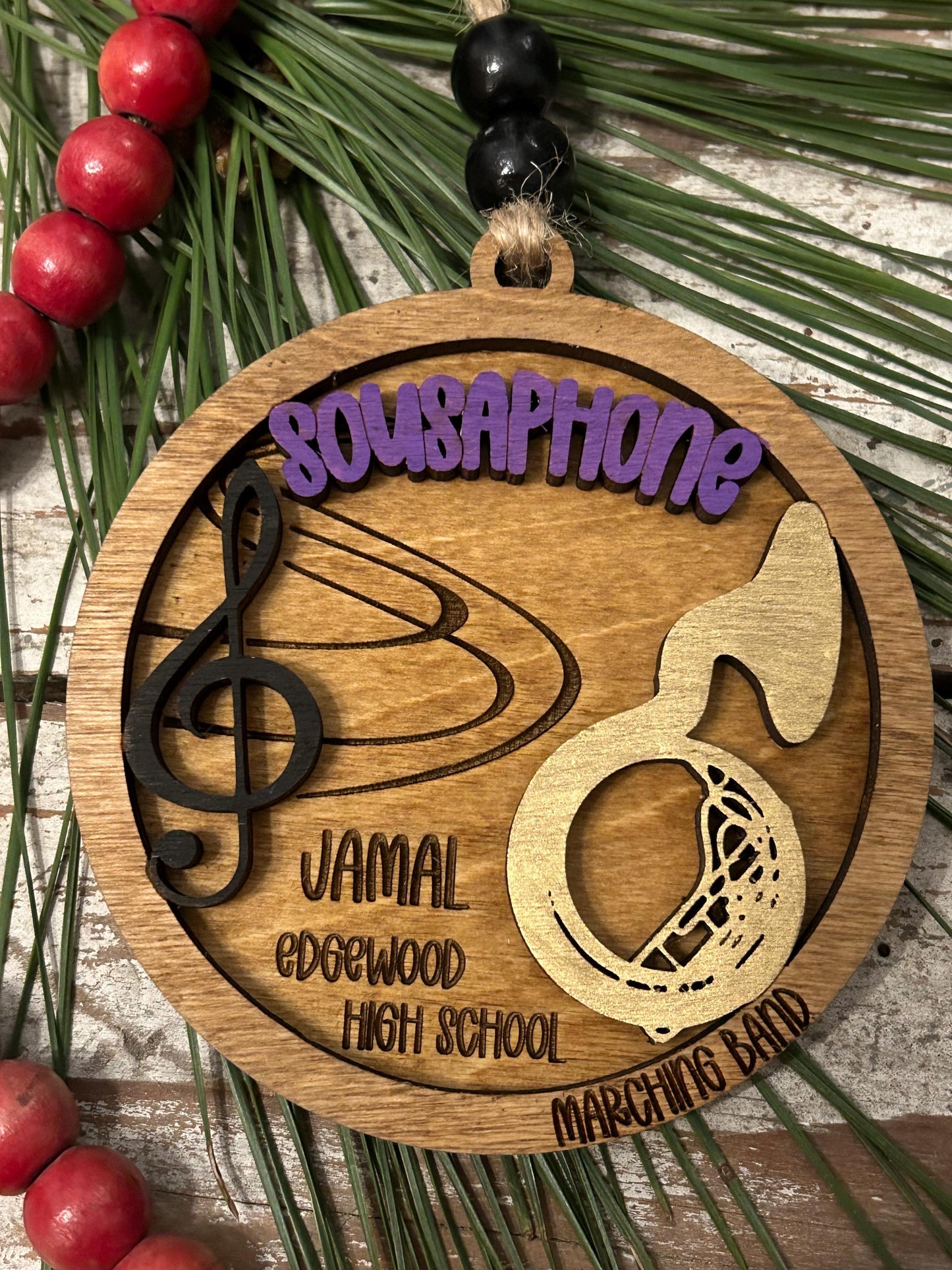 Personalized Sousaphone Marching Band Christmas Tree Ornament | Brass Music Instrument Ornament | Custom Band Gift | Tuba Player |