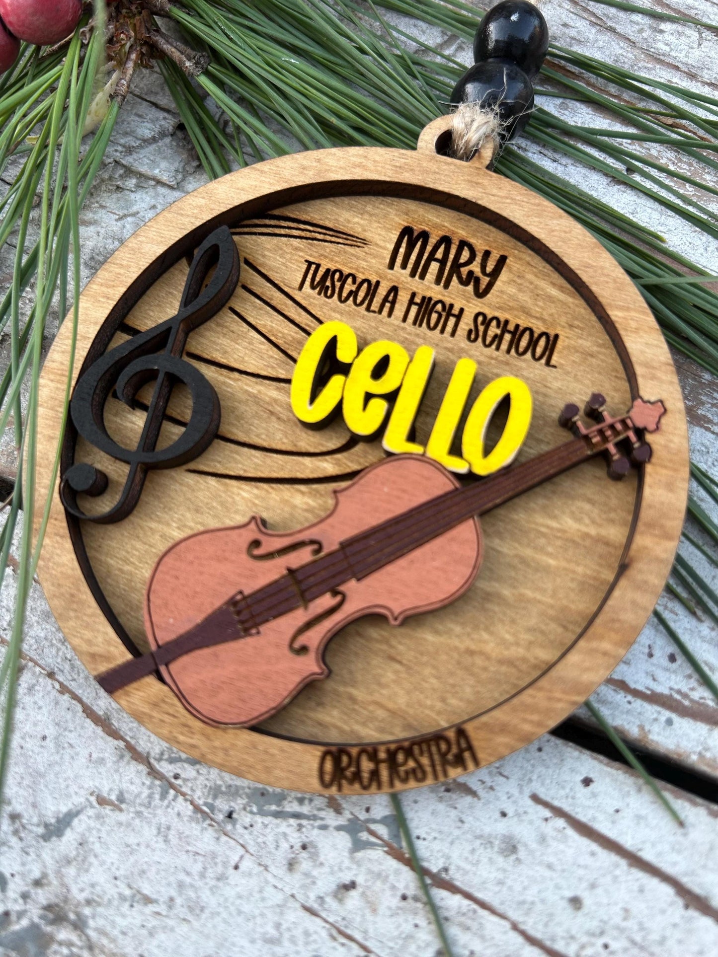 Personalized Cello Orchestra Christmas Tree Ornament | Cellist Gift | Custom Music Cello Lover Keepsake | First Cello Recital Present