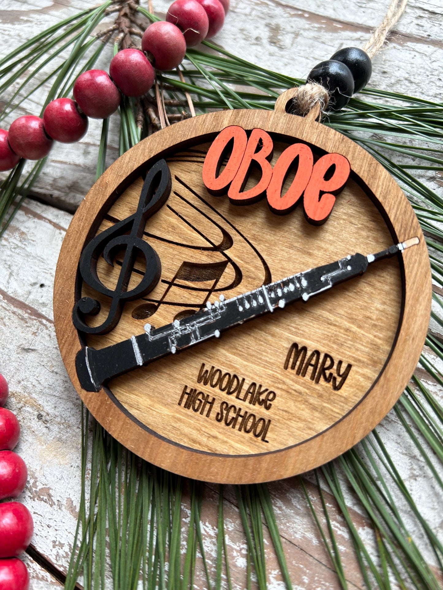 Personalized Oboe Marching Band Christmas Tree Ornament | Music Instrument Ornament | Woodwinds Custom Band | Gift for Band Director