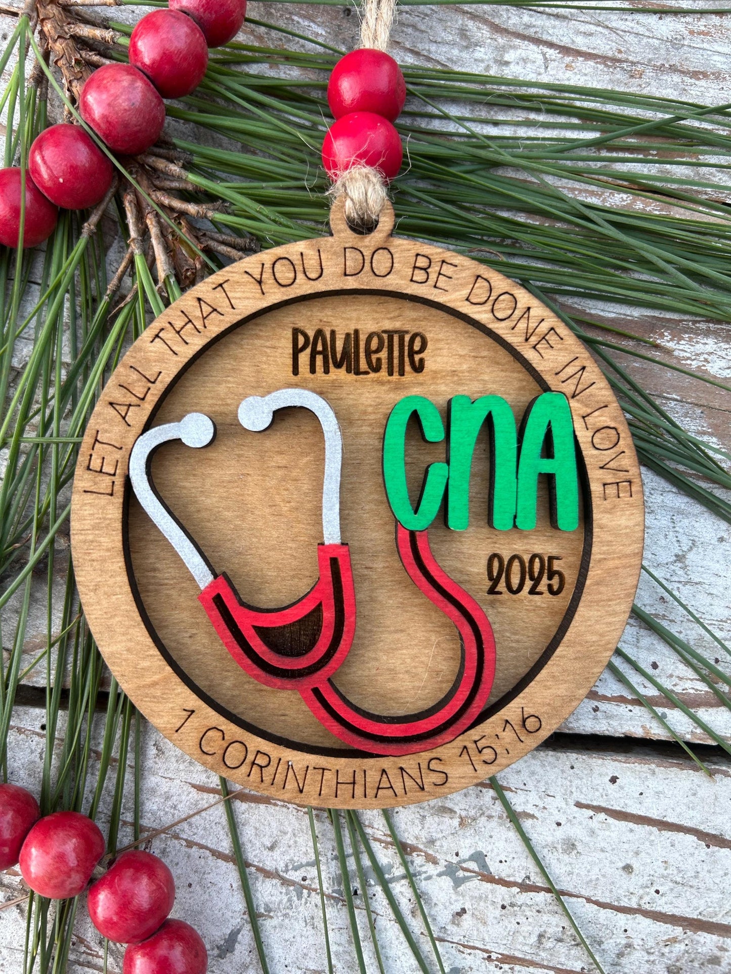 Personalized CNA Nurse Christmas Tree Ornament | Religious Gift for Nursing Graduate | Gift for Nurse | CNA Ornament | 1 Corinthians 15:16