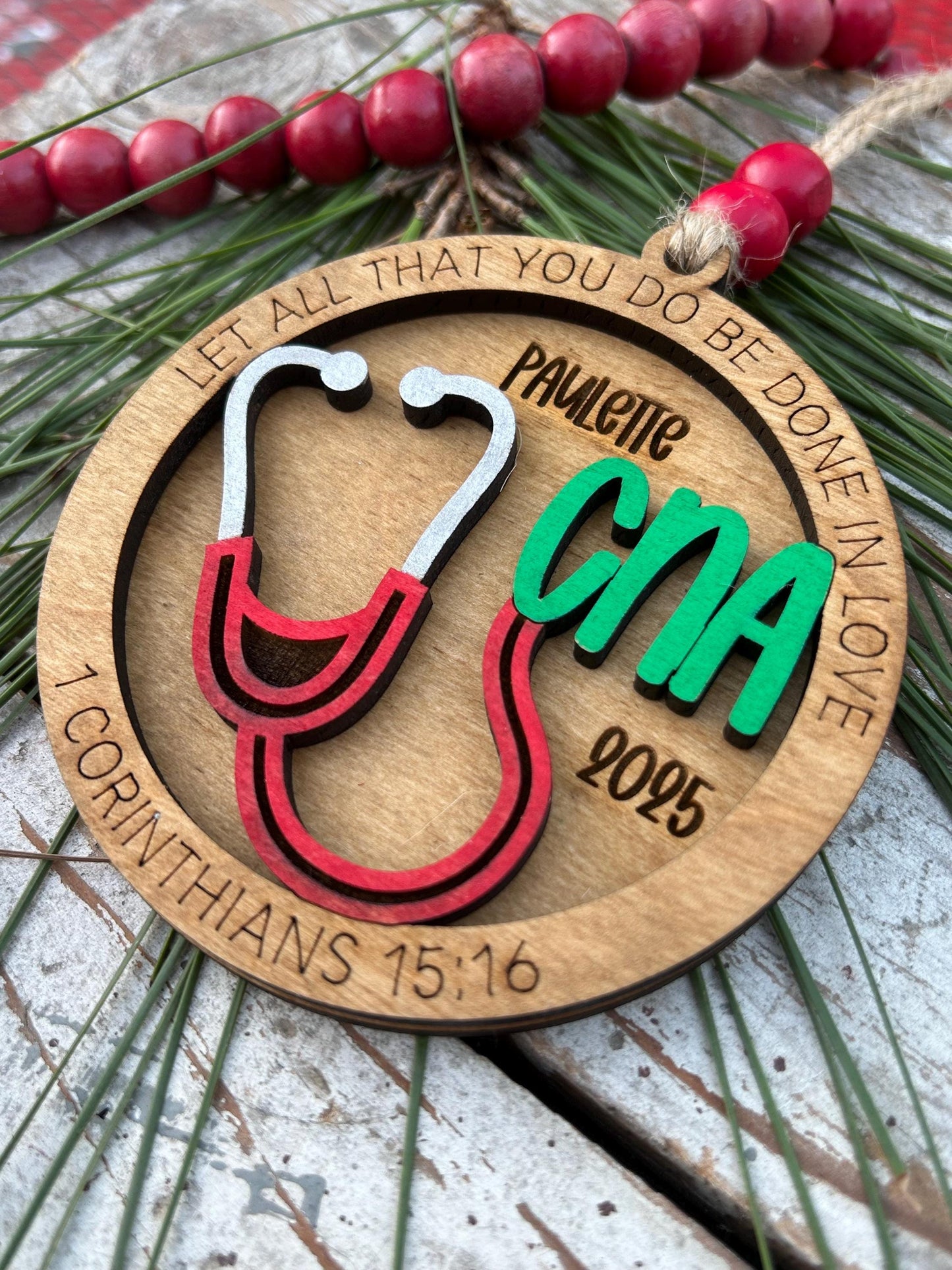 Personalized CNA Nurse Christmas Tree Ornament | Religious Gift for Nursing Graduate | Gift for Nurse | CNA Ornament | 1 Corinthians 15:16