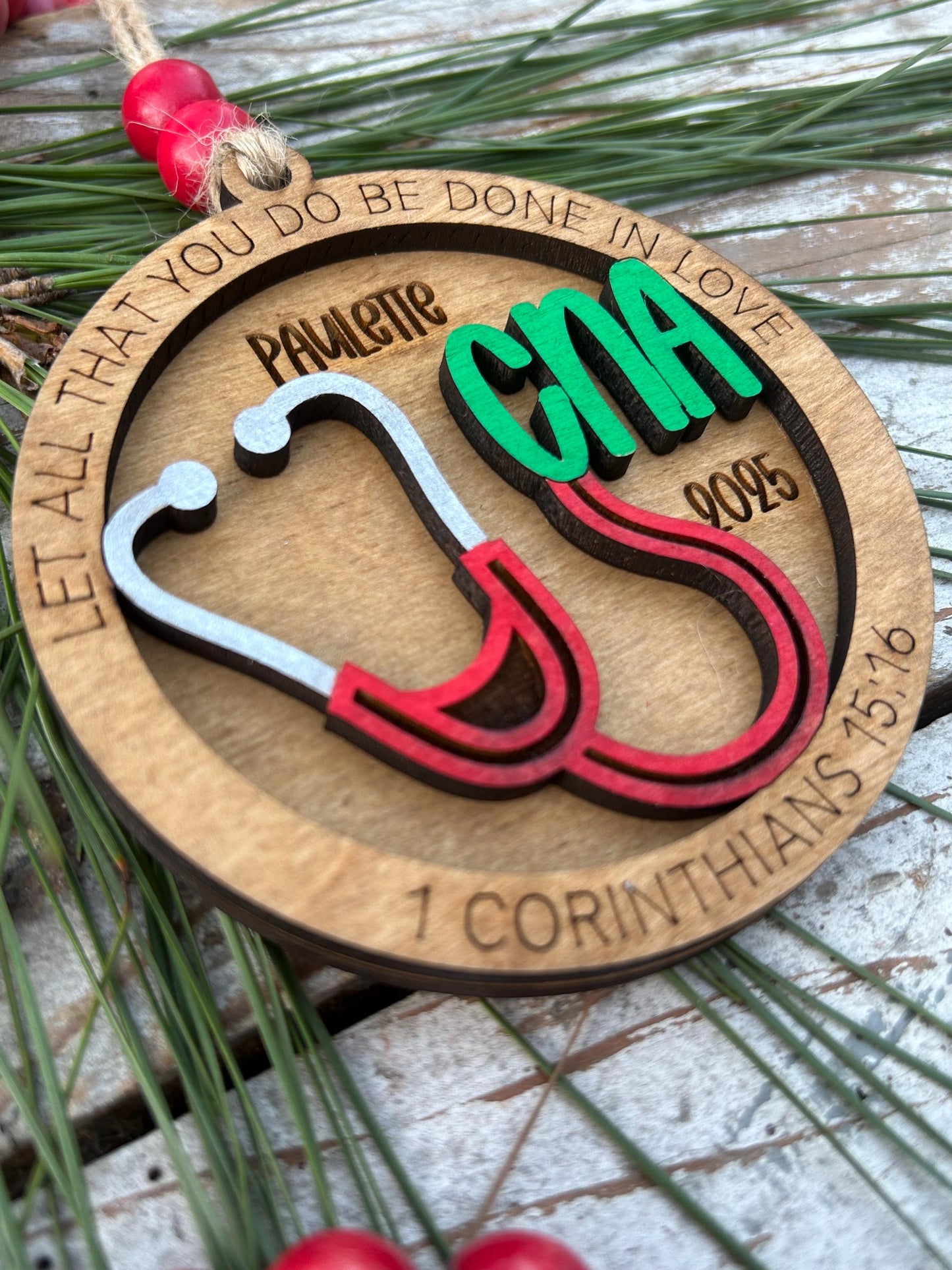 Personalized CNA Nurse Christmas Tree Ornament | Religious Gift for Nursing Graduate | Gift for Nurse | CNA Ornament | 1 Corinthians 15:16
