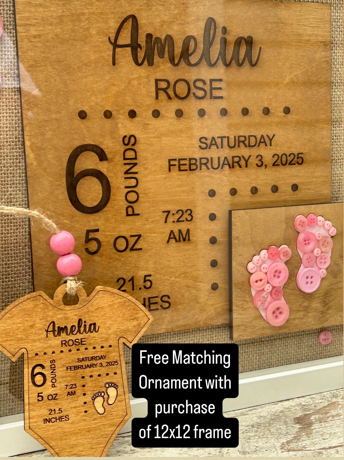 Personalized Newborn Baby Birth Stats Sign | Newborn Name Announcement | Nursery Name Sign | Baby Shower Gift | Baby Arrival Keepsake