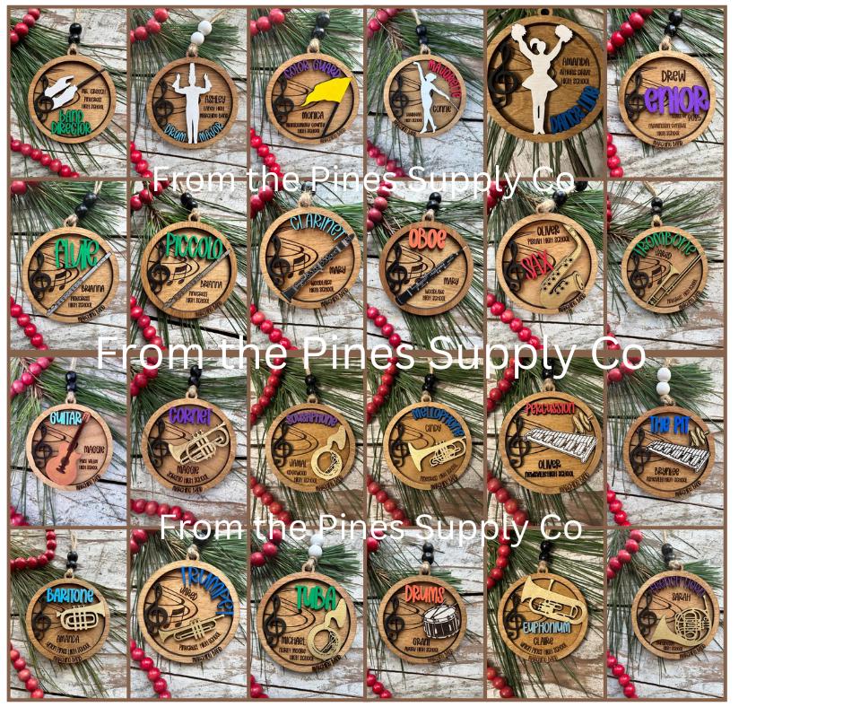 Personalized Pit Marching Band Christmas Tree Ornament | Percussion Xylophone | Triangle | The Pit Custom Band Gift | Gift for Band Director