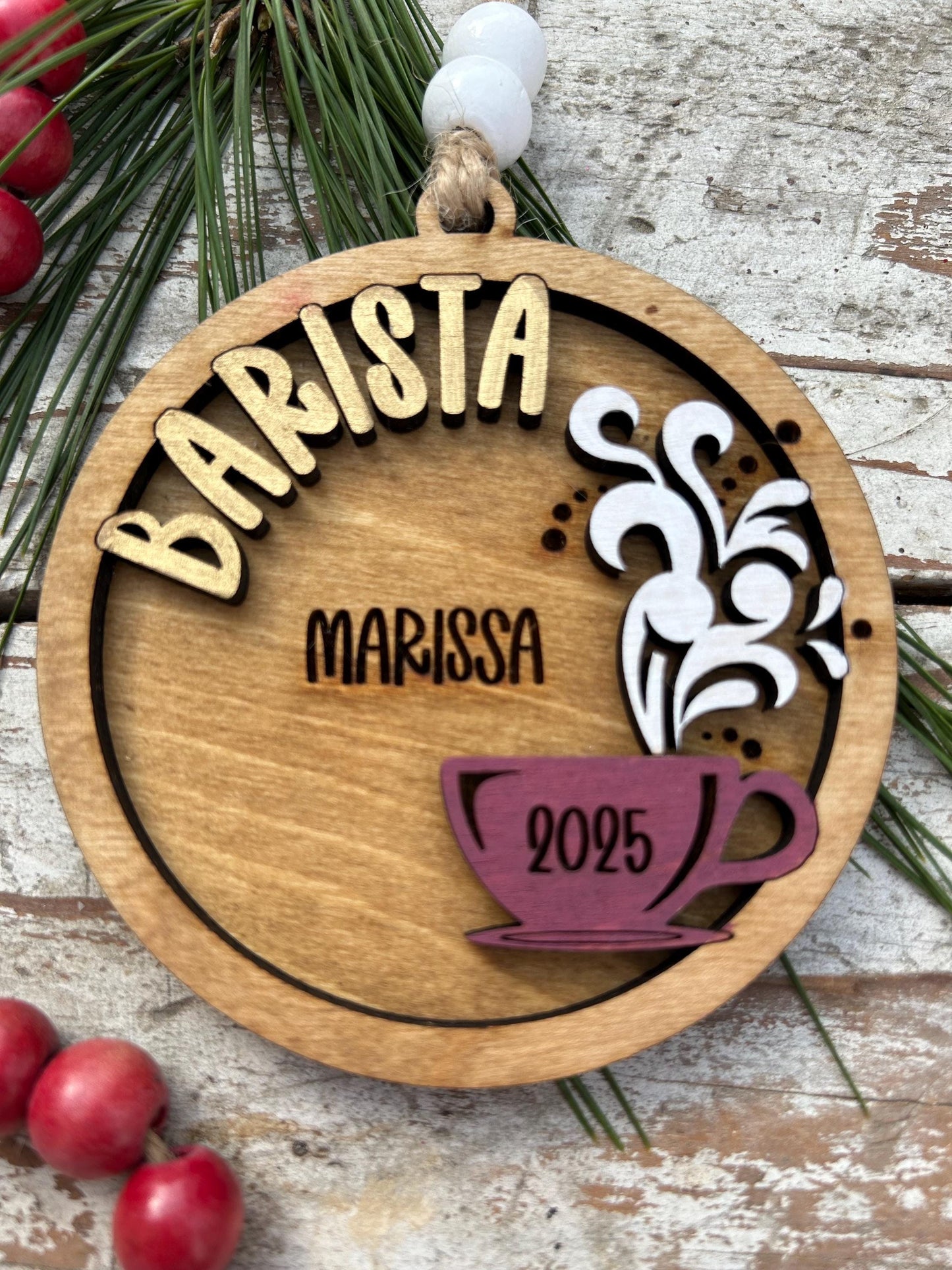 Personalized Barista Christmas Tree Ornament | Coffee Shop Thank You Gift | Best Latte Espresso Maker | First Christmas as a Barista