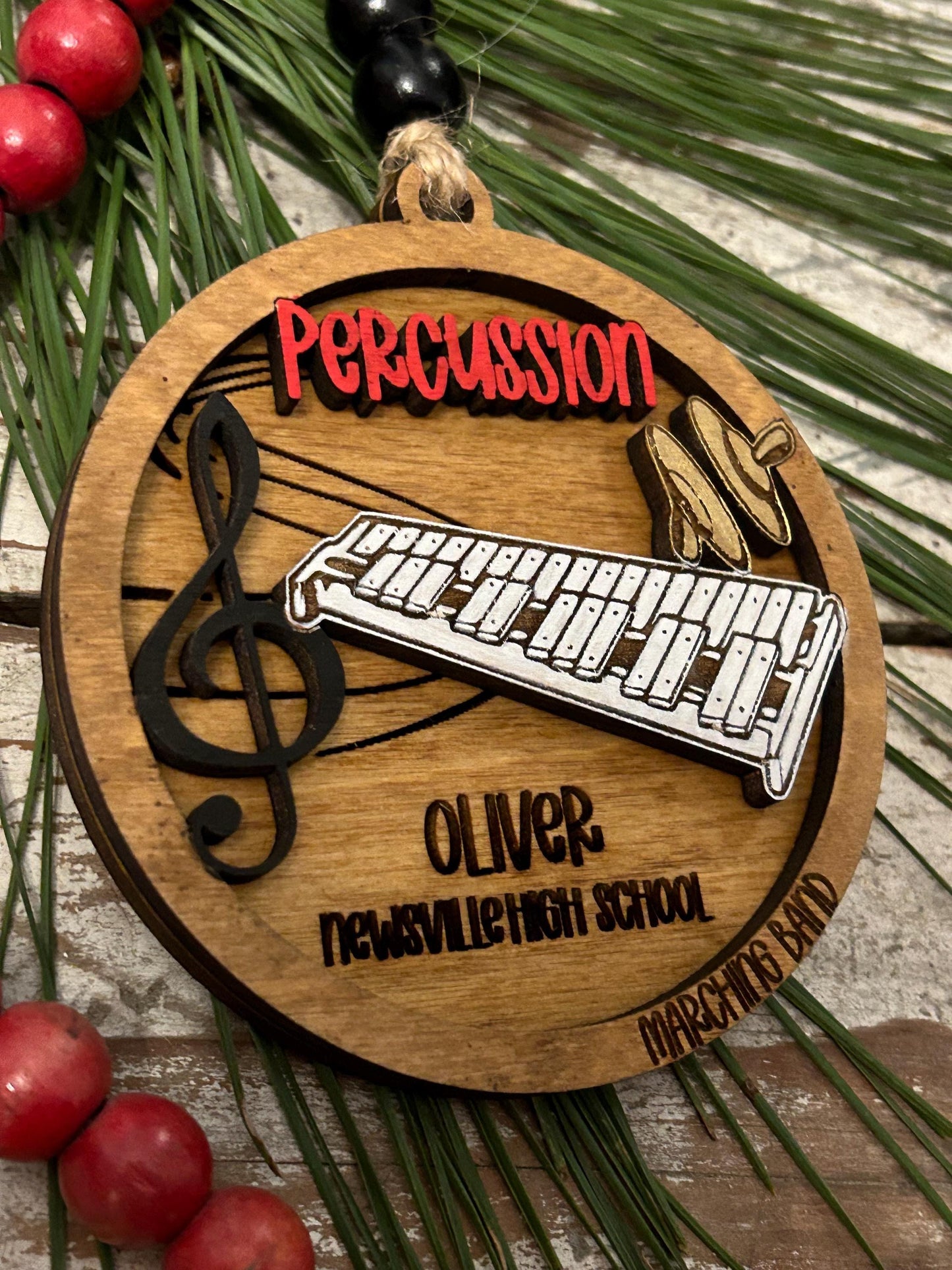 Personalized Percussion Marching Band Christmas Tree Ornament | Xylophone | Triangle | The Pit Custom Band Gift | Gift for Band Director