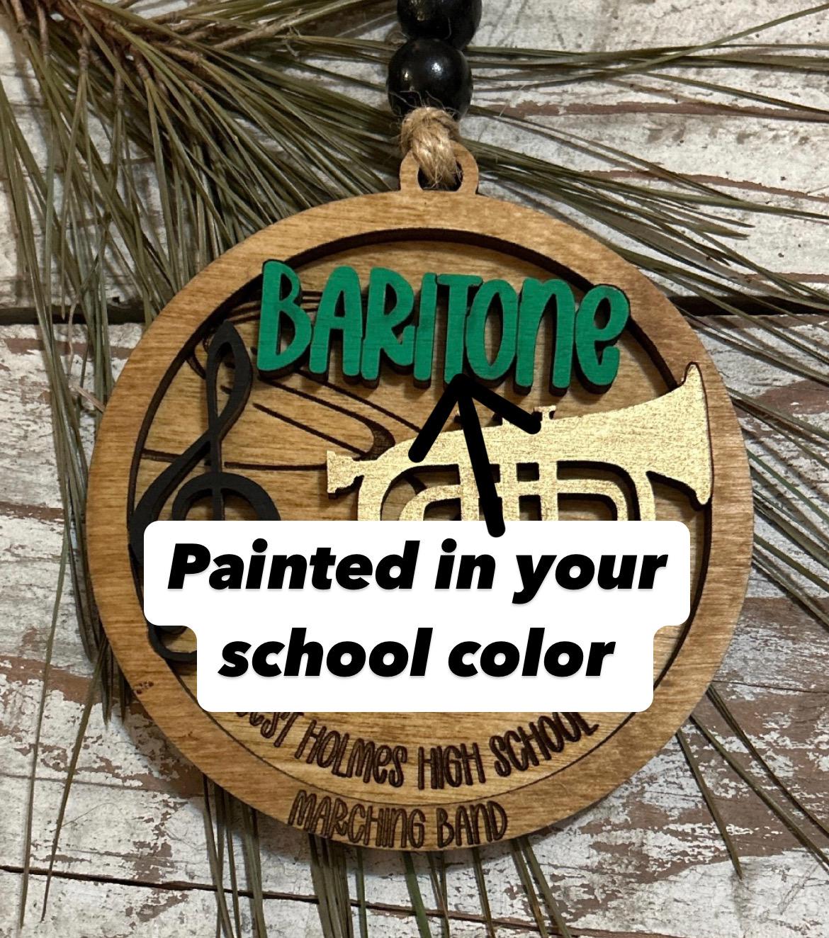 Personalized Baritone Marching Band Christmas Tree Ornament | Brass Music Instrument Ornament | Custom Band Gift | Gift for Band Director