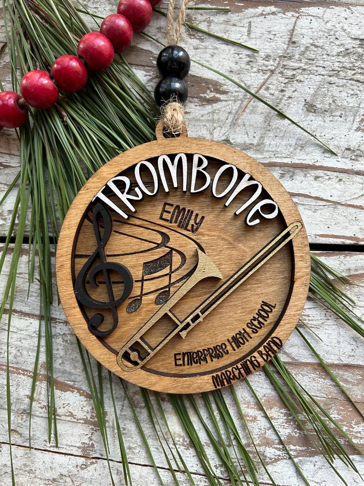 Personalized Trombone Marching Band Christmas Tree Ornament | Brass Music Instrument Ornament | Custom Band Gift | Gift for Band Director