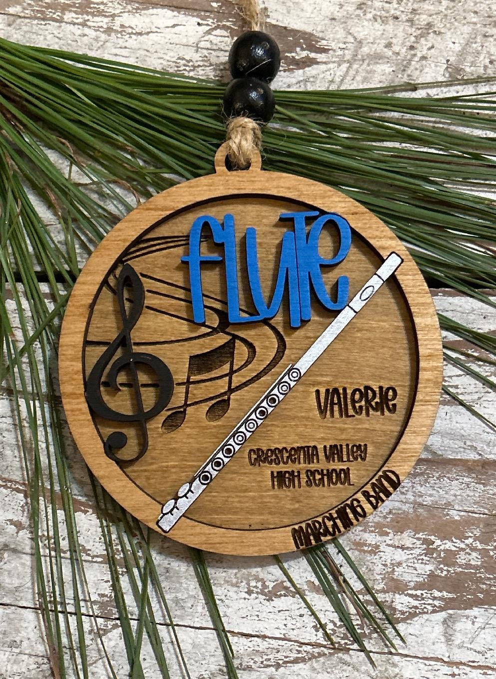 Personalized Flute Marching Band Christmas Tree Ornament | Music Instrument Ornament | Piccolo Custom Band Gift | Gift for Band Director
