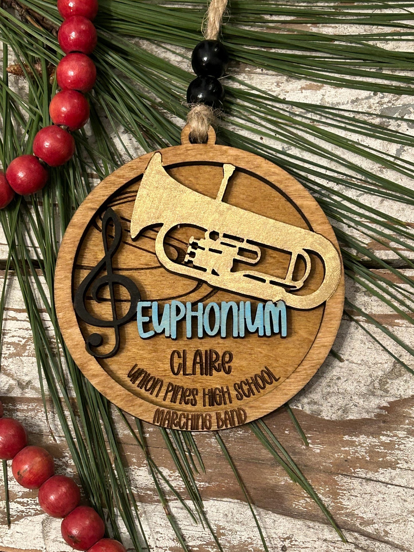 Personalized Euphonium Marching Band Christmas Tree Ornament | Brass Music Instrument Ornament | Custom Band Gift | Gift for Band Director